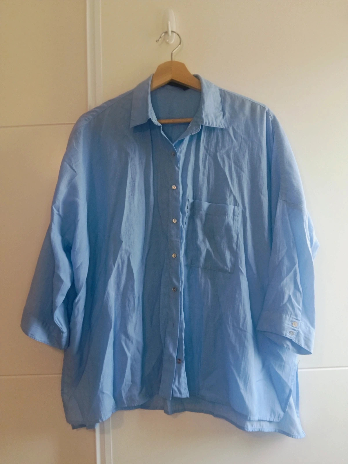 Camisa Azul Zara Viral Oversize Talla M ( hasta 52/54 )Plus Size)medidas No envío por Vinteg Go 🙏 – Zara – taille M / 38 / 10 2
