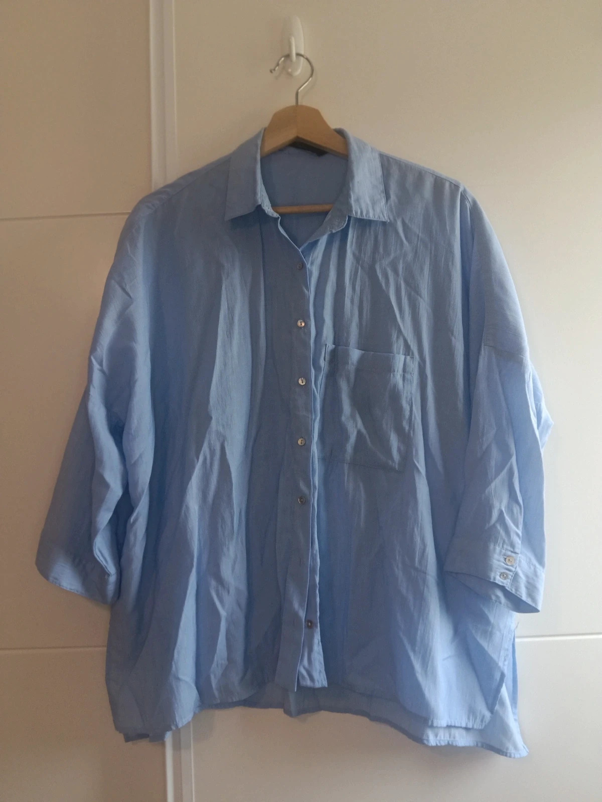 Camisa Azul Zara Viral Oversize Talla M ( hasta 52/54 )Plus Size)medidas No envío por Vinteg Go 🙏 – Zara – taille M / 38 / 10 3