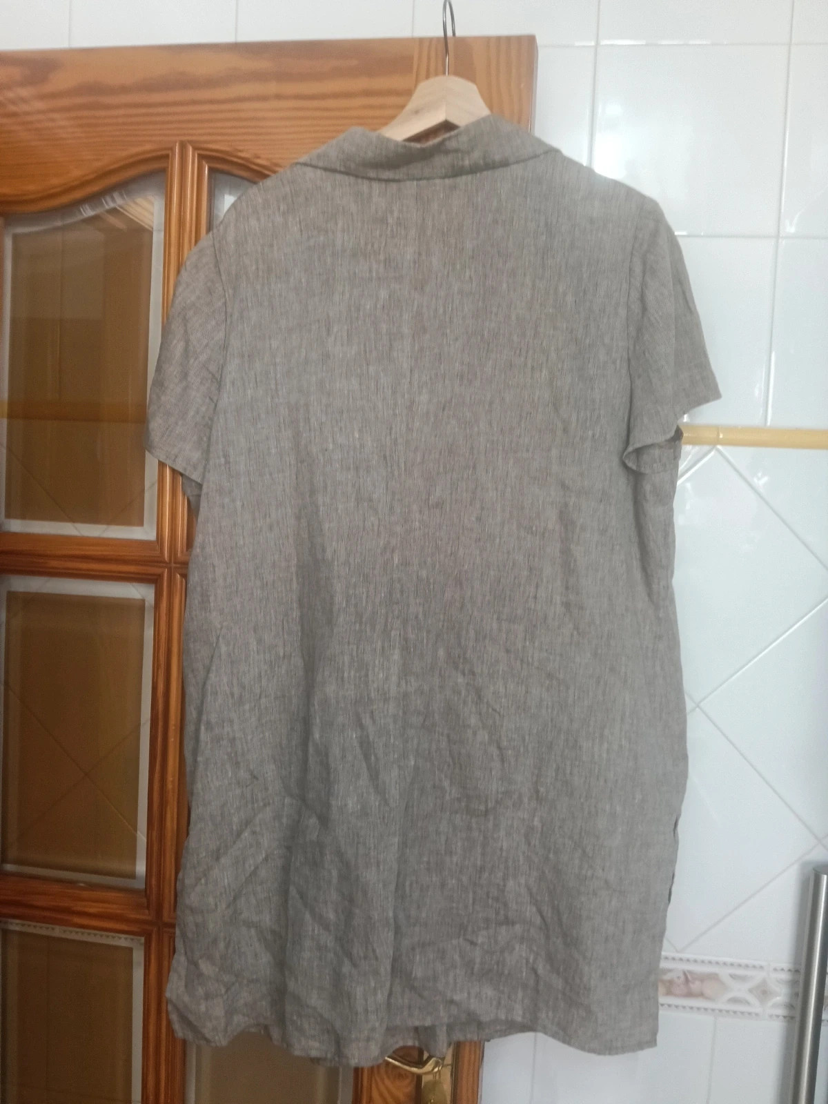 Sobrecamisa Gris de lino Síntesis viral- Talla 52 / 54 Plus Size ( medidas) – Síntesis – taille 6XL / 52 / 24 5