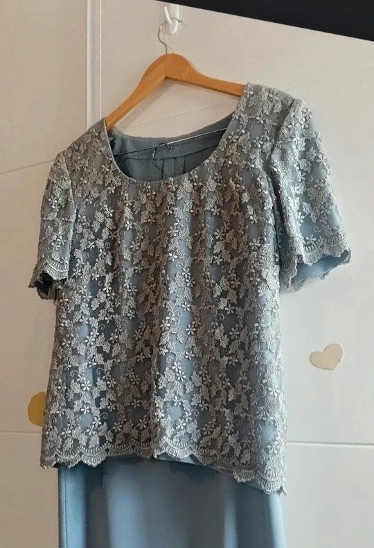 Precioso Conjunto 3 piezas fiesta Blusa encaje, Falda , Estola) Talla 44 viral medidas – taille XXL / 44 / 16 5