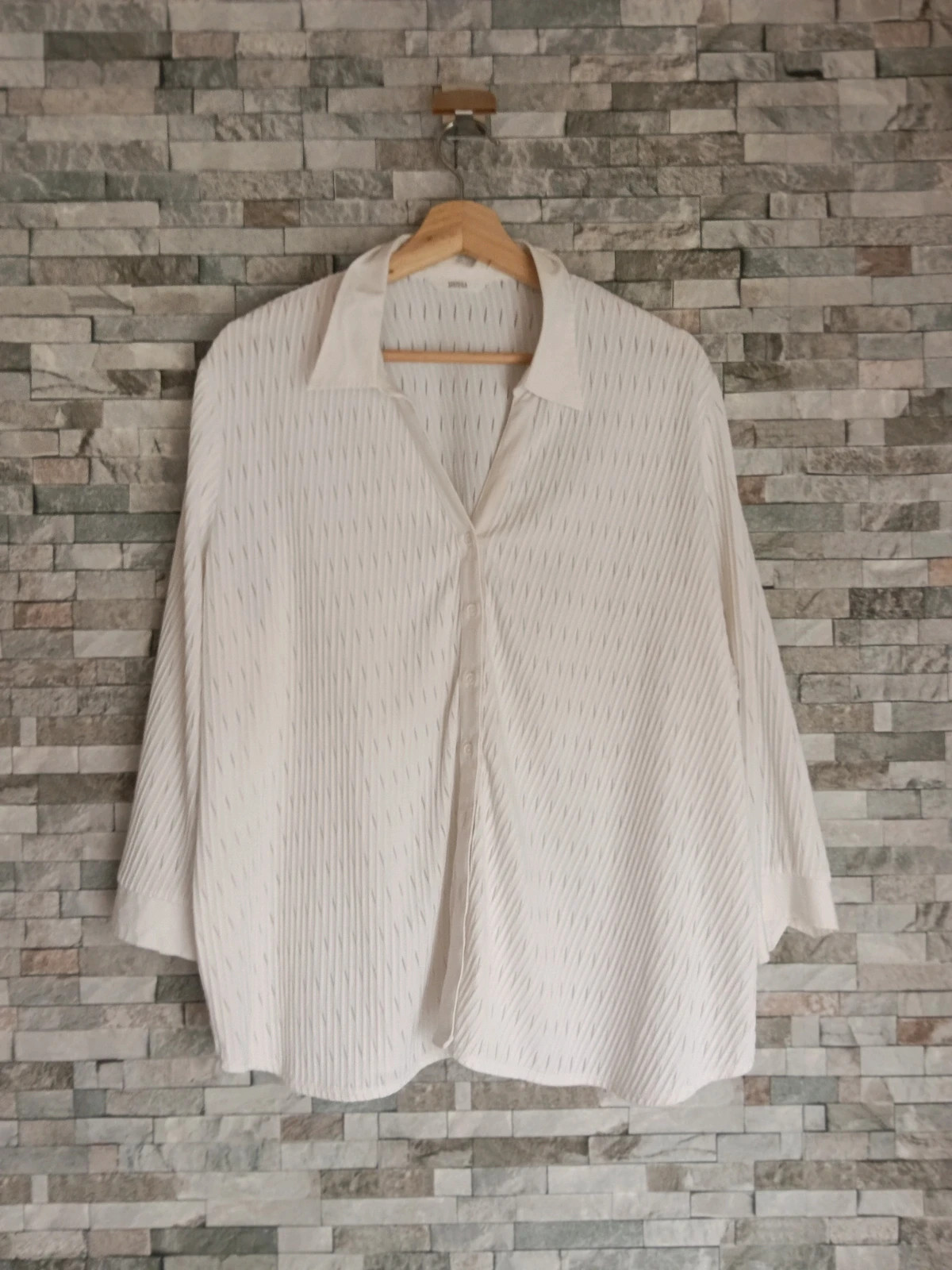 Blusa oversize blanca texturizada Marks & Spencer T. 52 (UK 24) viral 💎 No envío por Vinteg Go 🙏