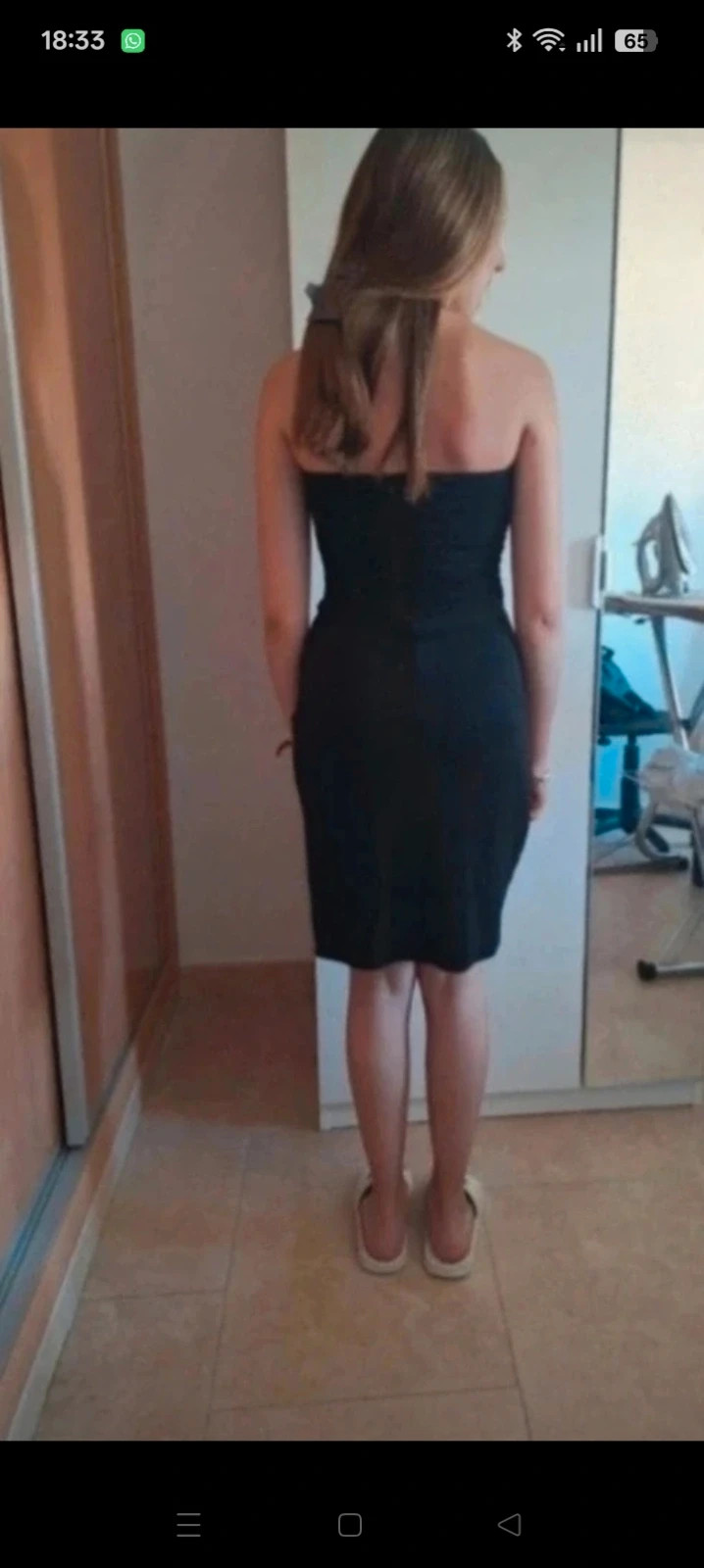 Vestido negro palabra de honor drapeado drapeado Mango (Talla S) – Mango – taille S / 36 / 8 2