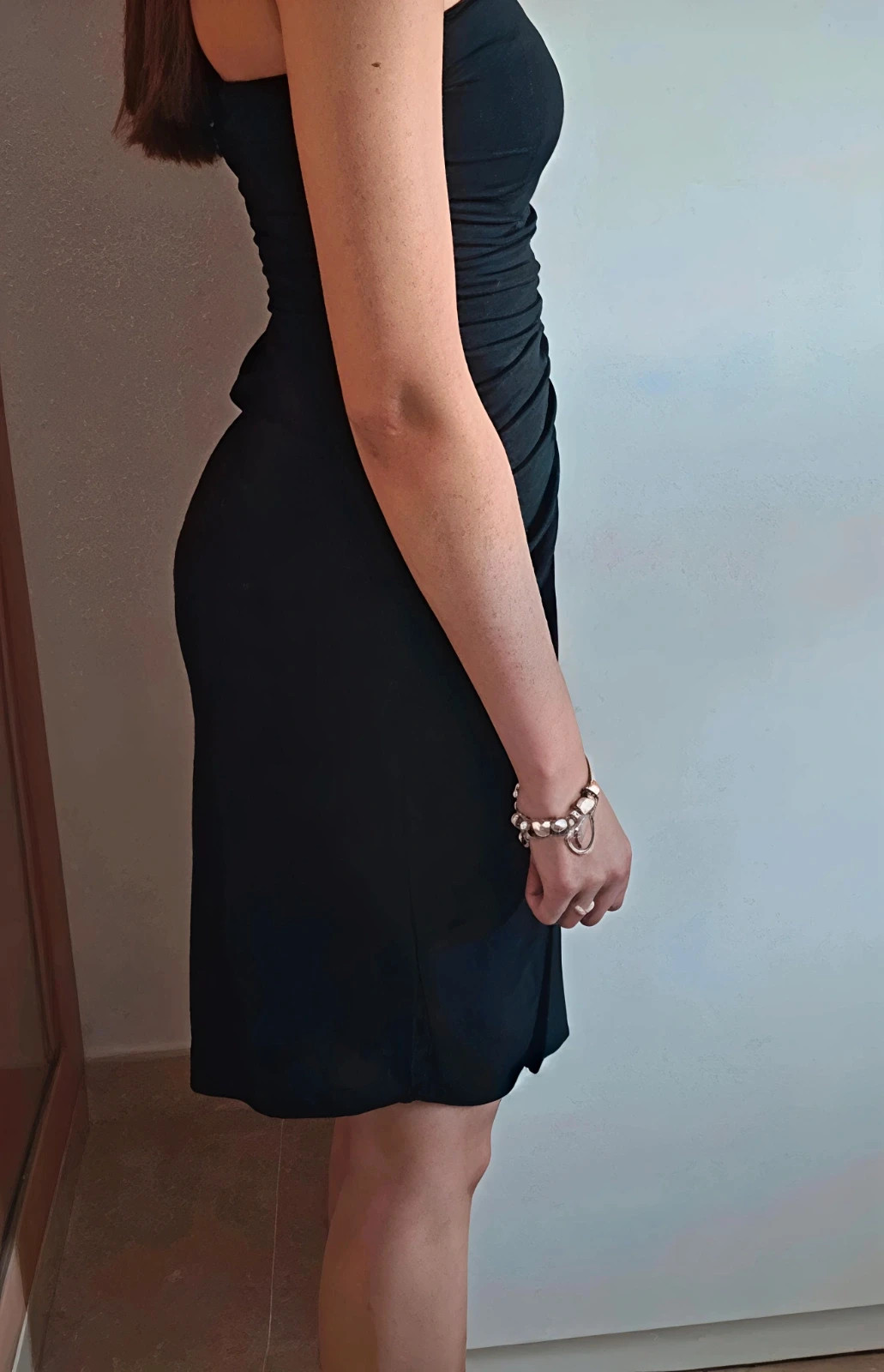 Vestido negro palabra de honor drapeado drapeado Mango (Talla S) – Mango – taille S / 36 / 8 3