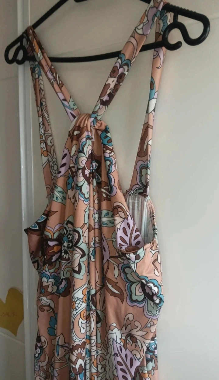 Vestido largo boho viral cuello Halter talla única curvy ( 42/54) No envío por Vinteg Go 🙏 – Moda Italiana – taille Taille unique 4