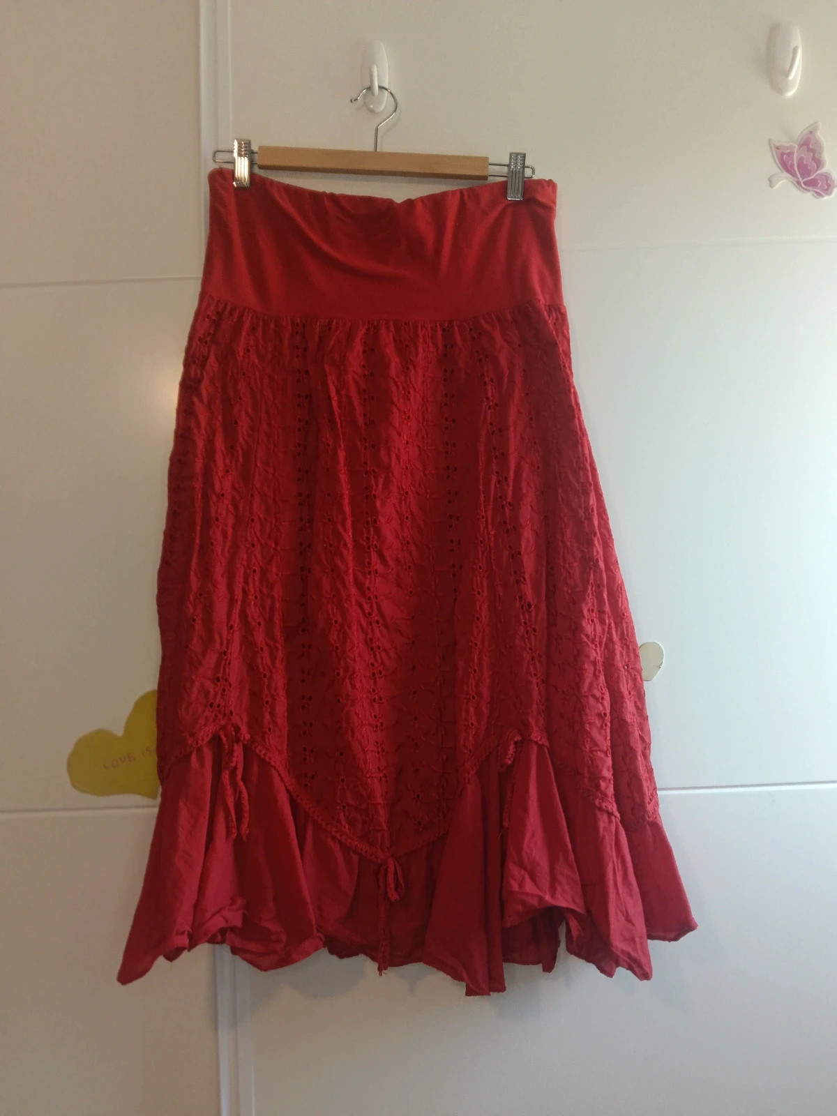 Falda Roja Campesina viral Cintura elástica Talla L 🌟( No envío por Vinteg Go)