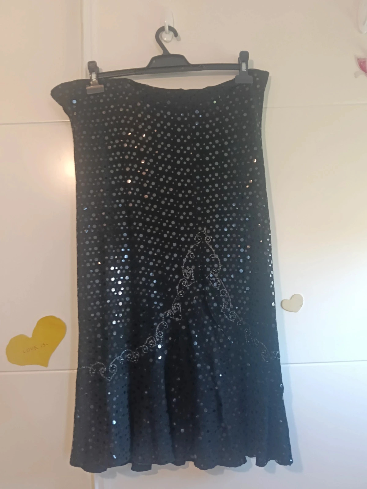 Falda midi negra de lentejuelas Wang Li Talla XL – Wang Li – taille XL / 42 / 14