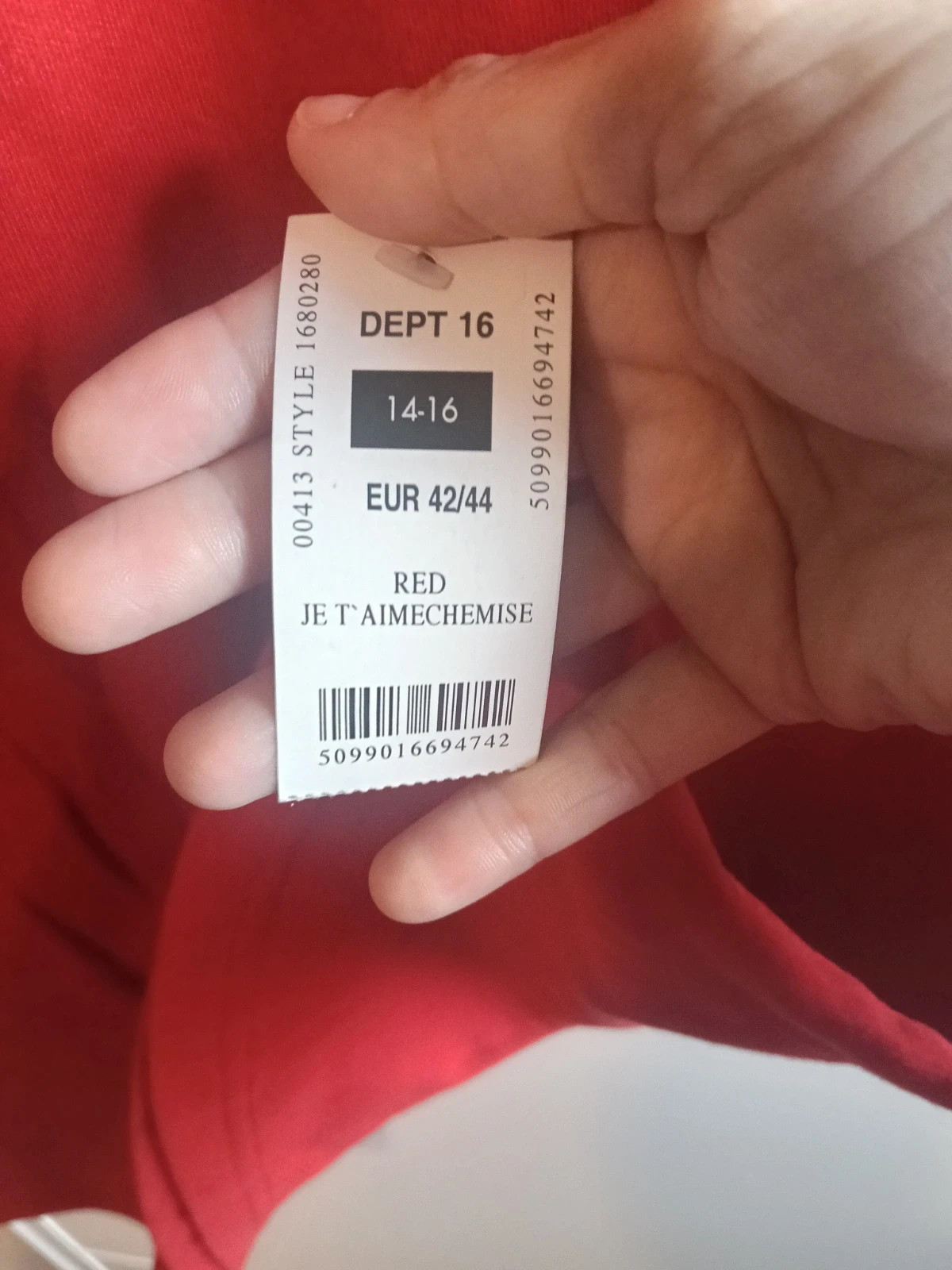 Y2k Camisón Rojo Nuevo Talla L (42/44) – Dunnes Stores – taille XL / 42 / 14 2