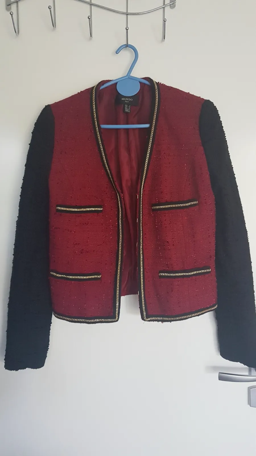 Veste chic style tweed bordeaux et noire Mango - Taille S - Neuve – Mango – taille S 3