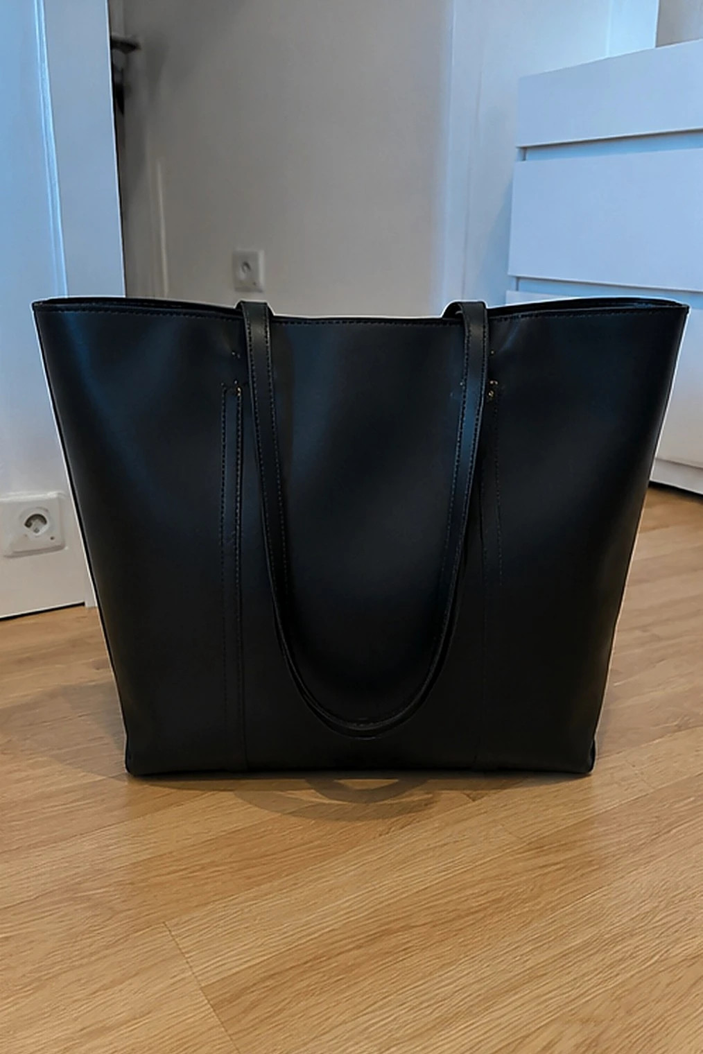 Sac cabas noir structure minimaliste anses fixes – Studio Certaldo 2
