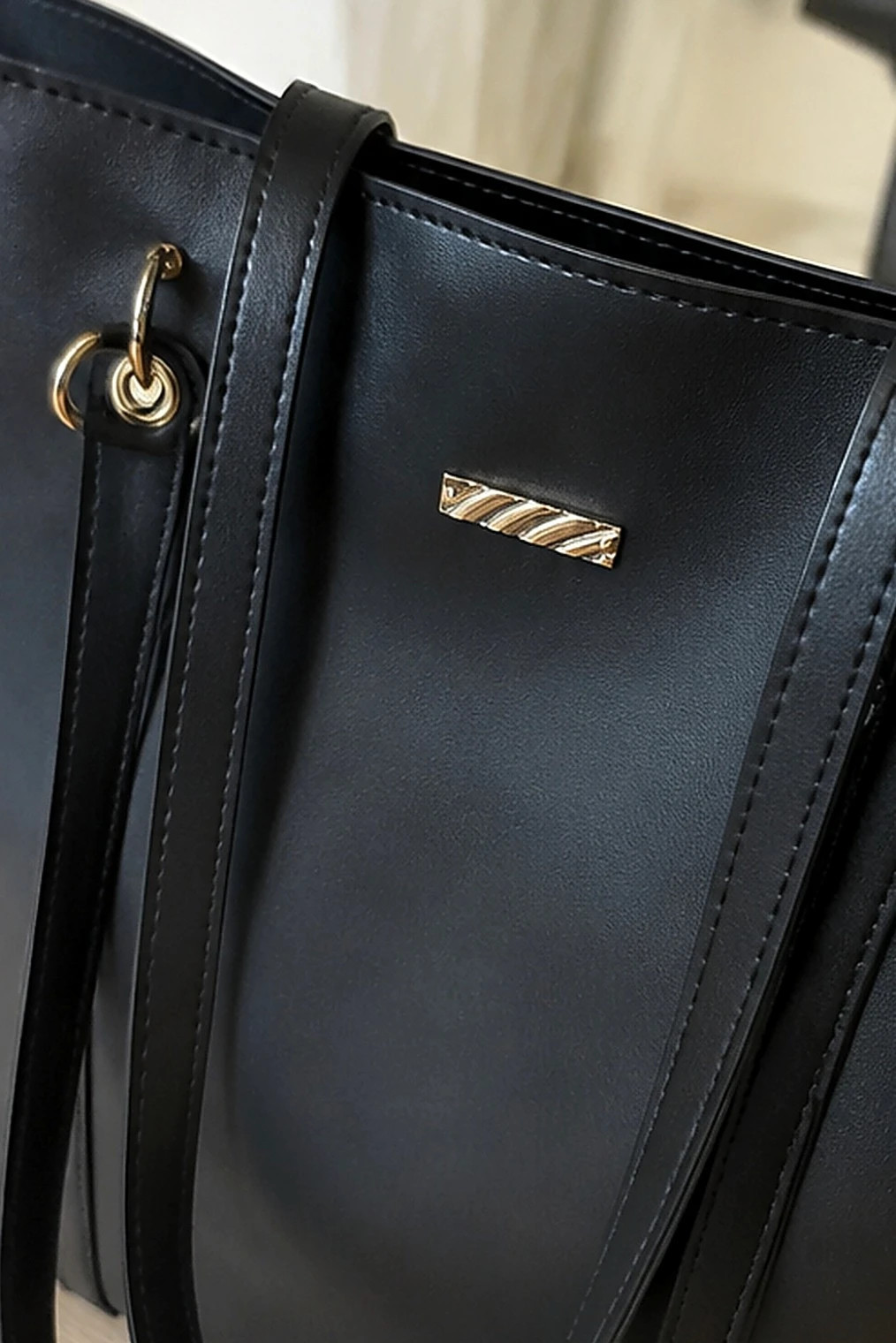 Sac cabas noir structure minimaliste anses fixes – Studio Certaldo 3