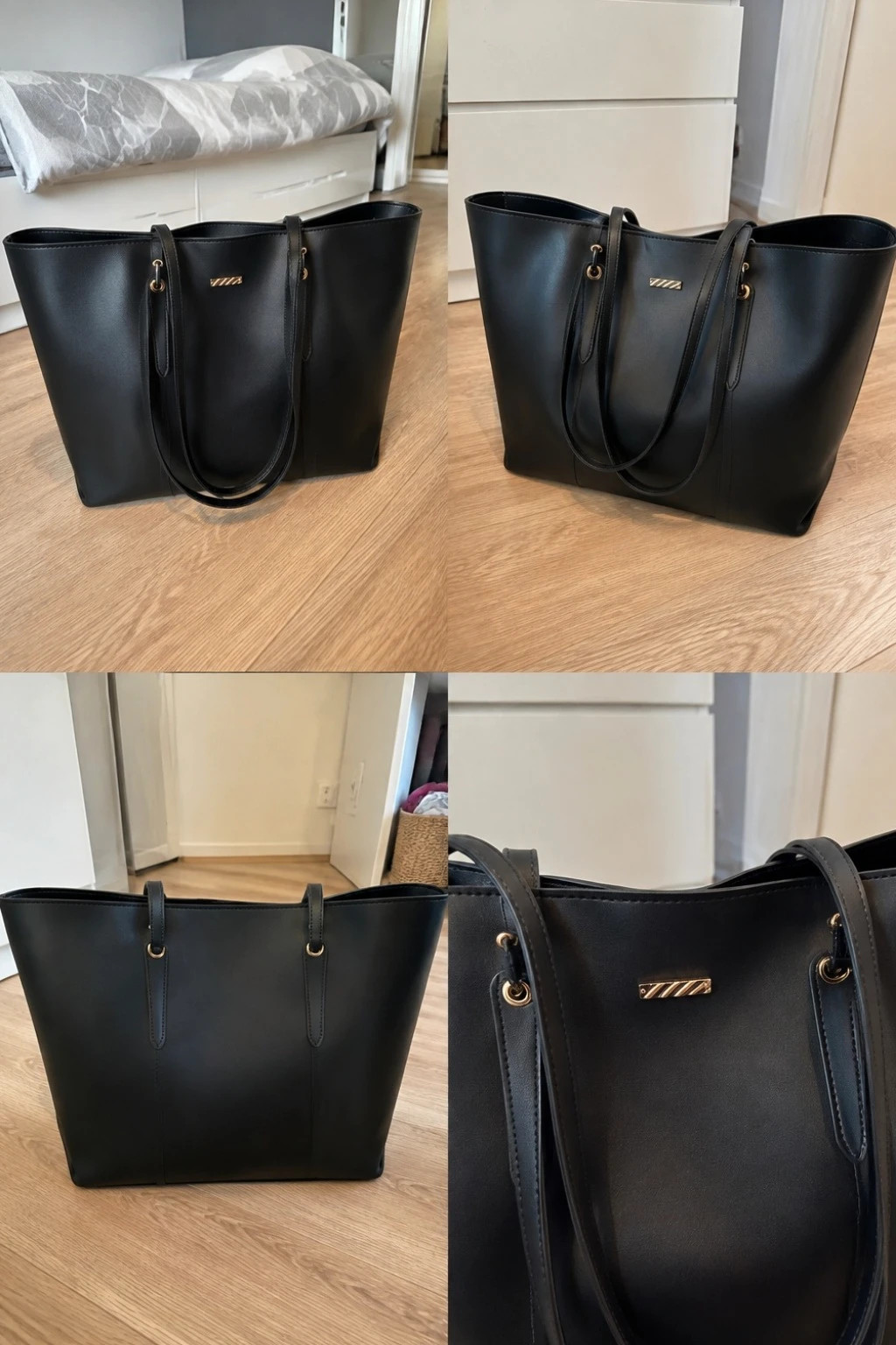 Sac cabas noir structure minimaliste anses fixes – Studio Certaldo 5