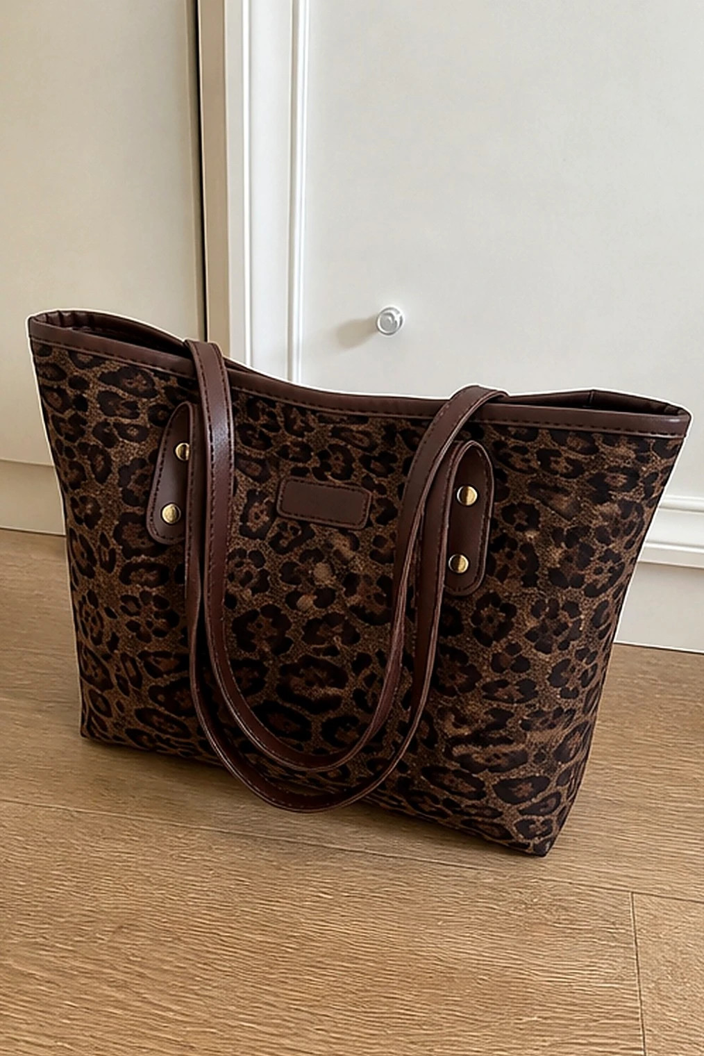 Sac fourre-tout motif leopard tabac anses similicuir – Atelier Chiavari 2