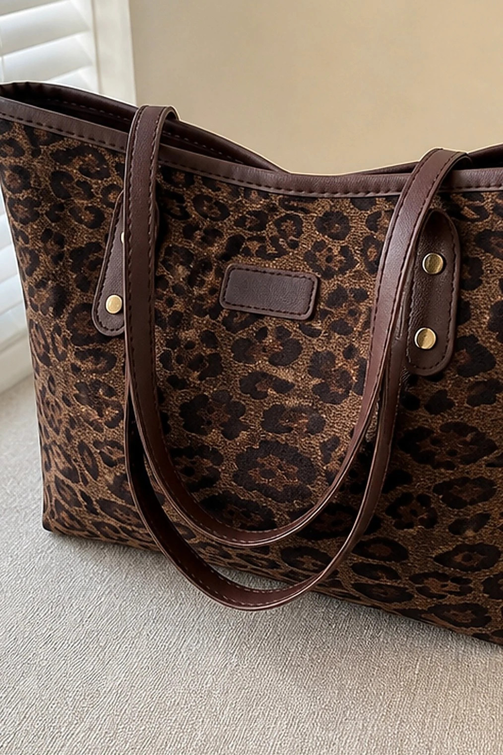Sac fourre-tout motif leopard tabac anses similicuir – Atelier Chiavari 4