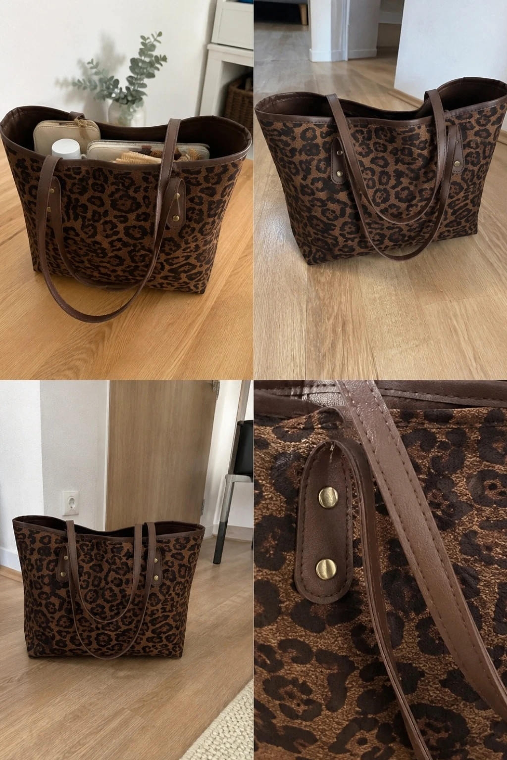 Sac fourre-tout motif leopard tabac anses similicuir – Atelier Chiavari 5