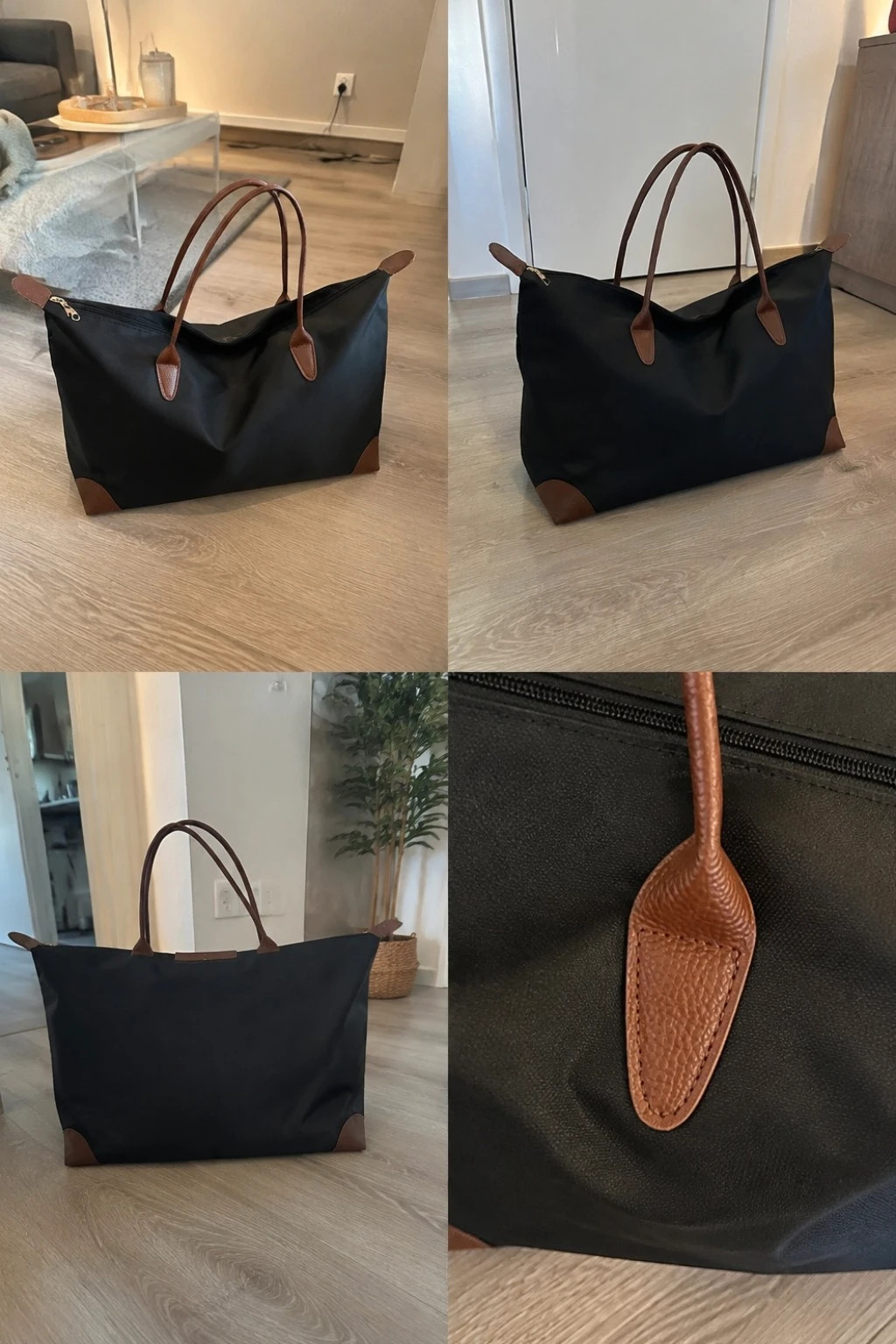 Sac fourre-tout noir tissu et simili cuir style voyage – Edizioni Gubbio 5