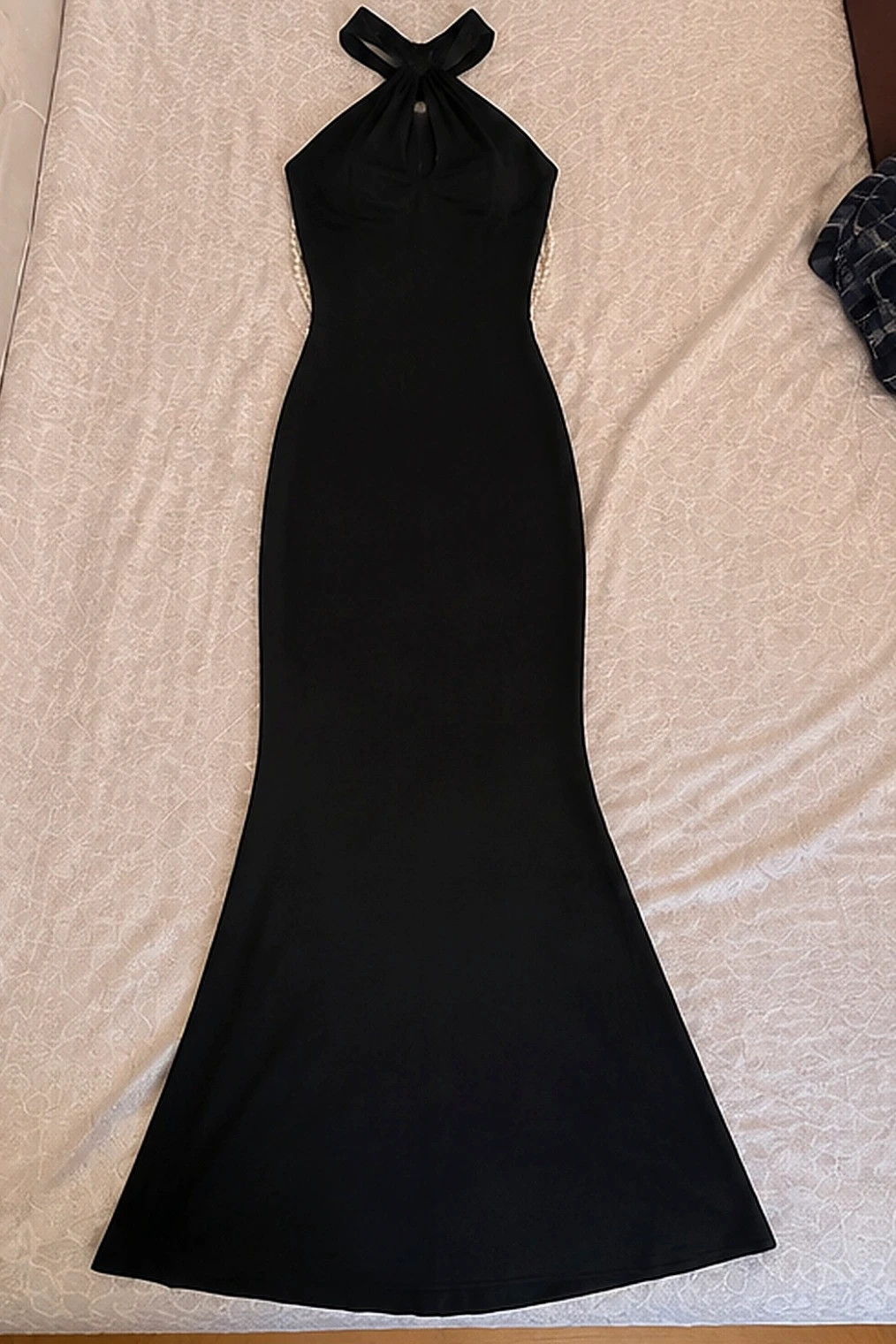 Robe longue noire dos nu perles coupe sirene taille L – No Logo – taille L / 40 / 12 4