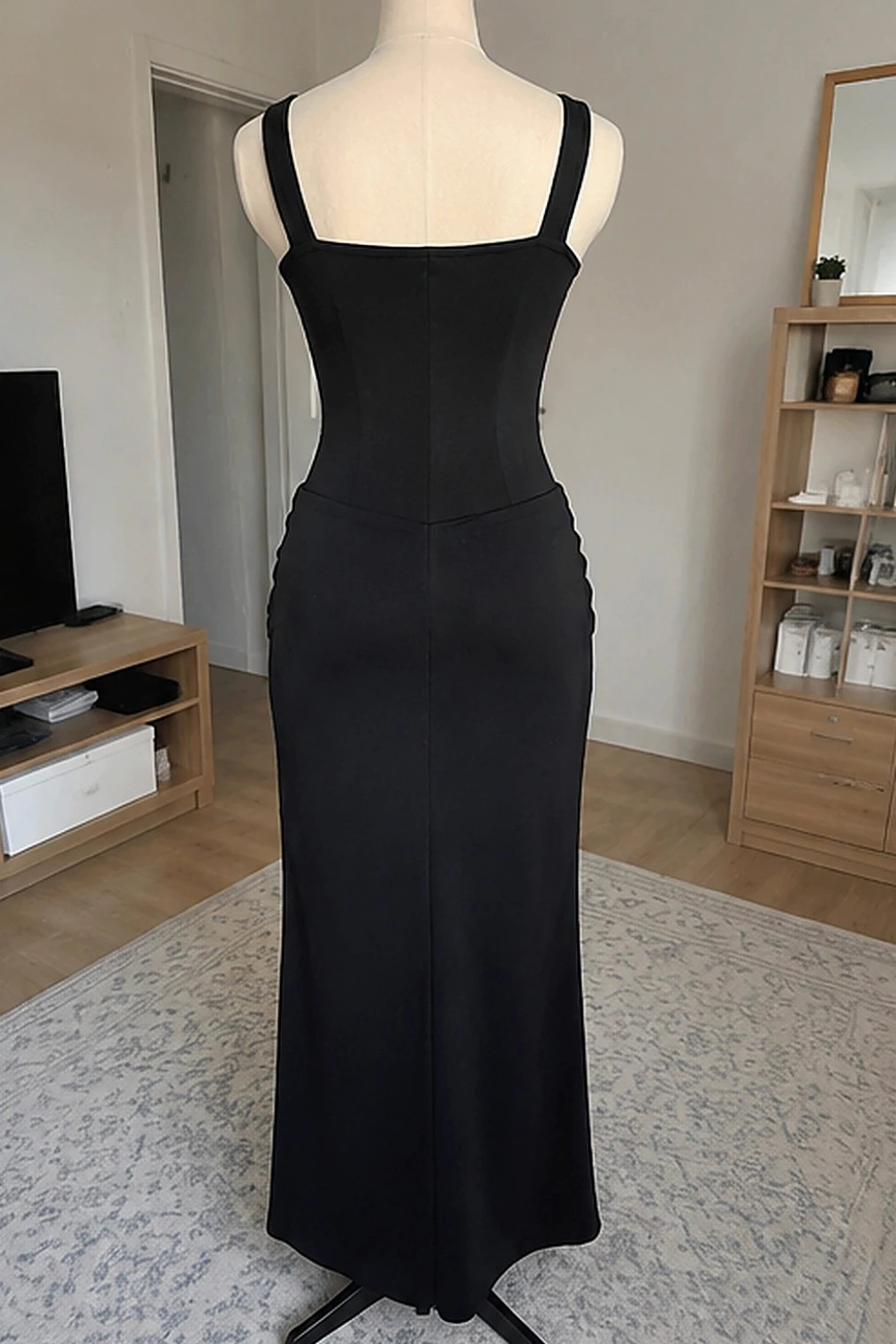 Robe longue noire ajustée corset drapée taille L – atelier serone – taille L / 40 / 12 2
