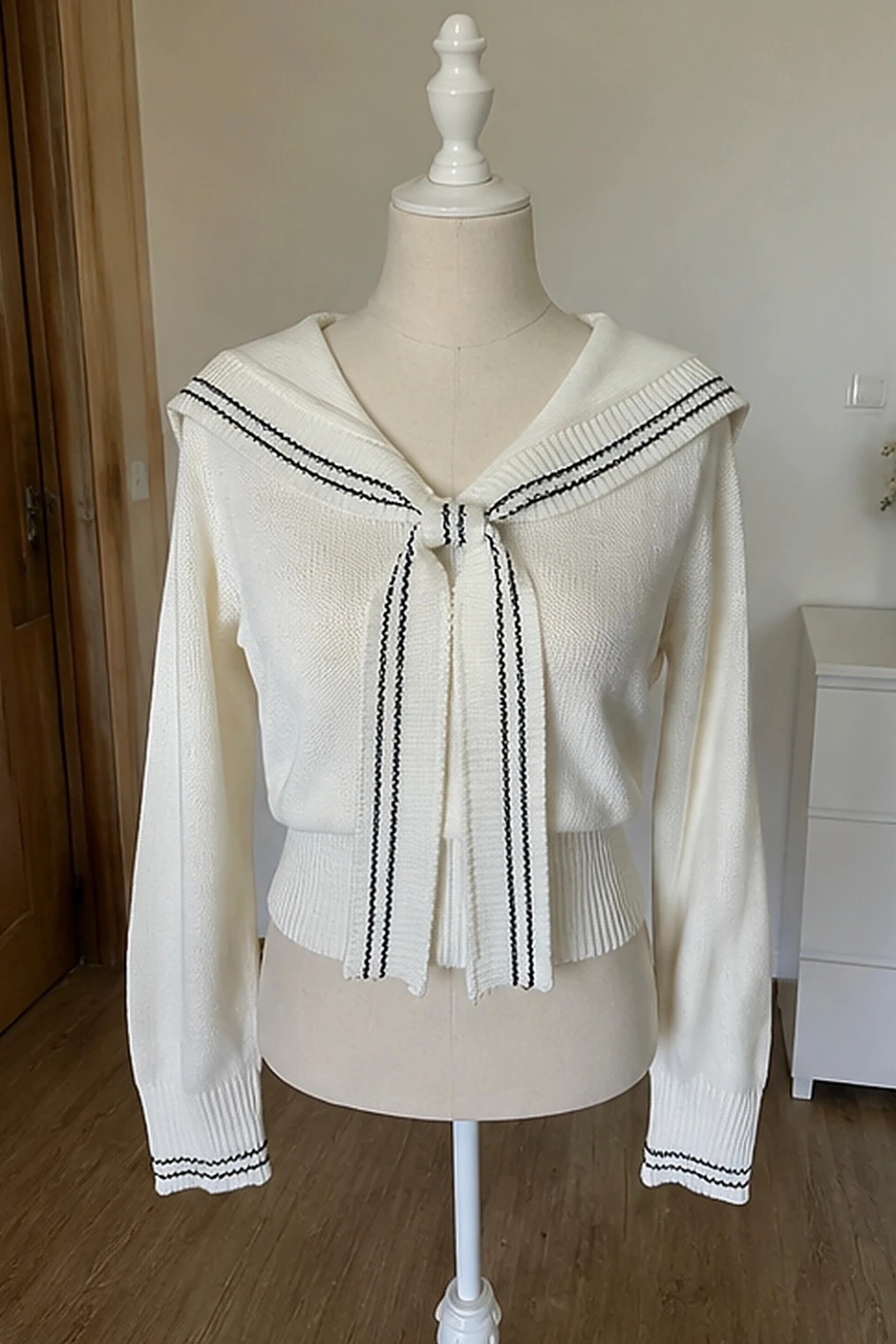 Pull blanc col marin manches longues taille S – Ateliers Turenne – taille S / 36 / 8