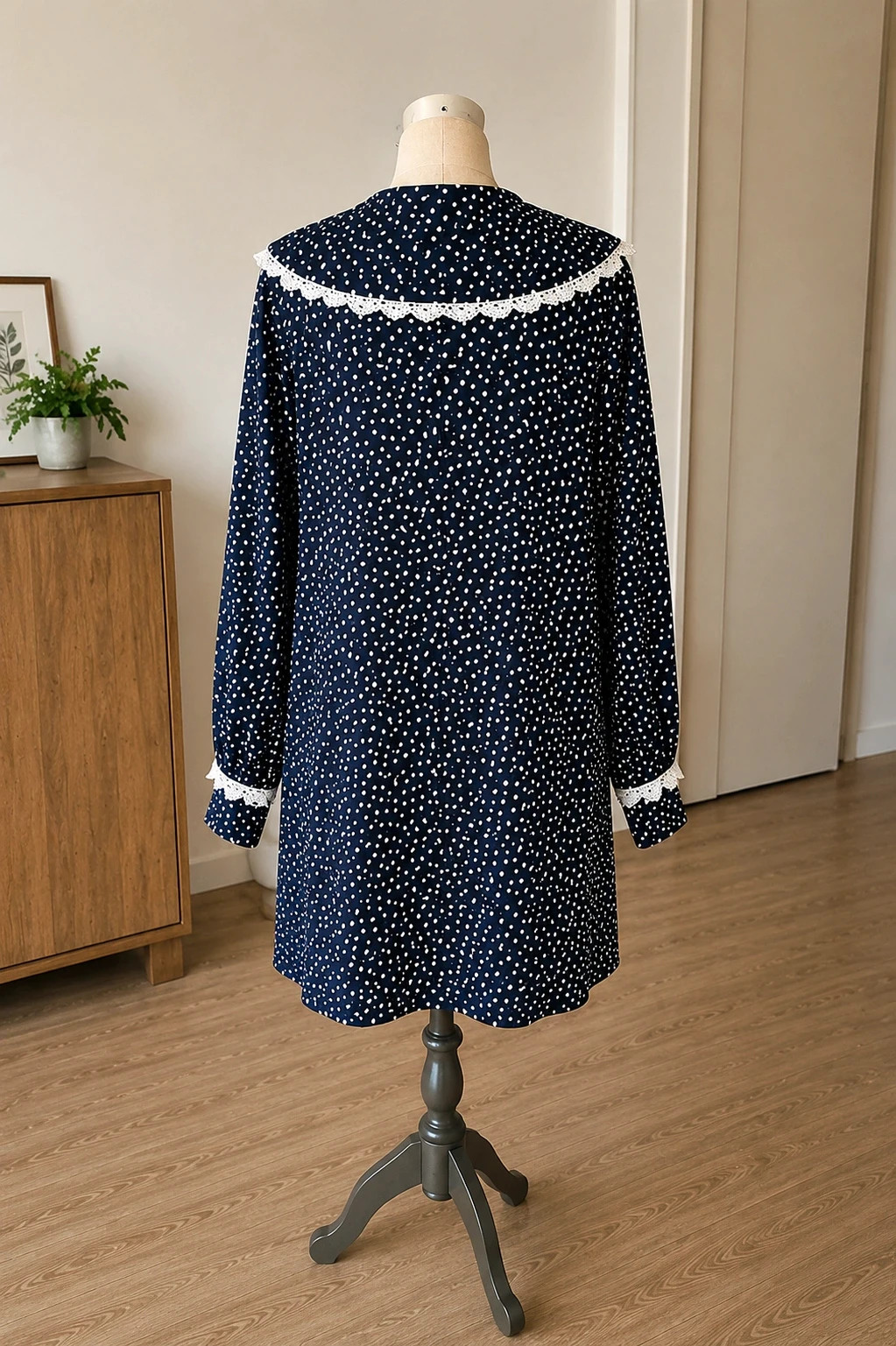 Robe midi laura Ashley cottage vintage marine à pois dentelle col – Laura Ashley – taille M / 38 / 10 2