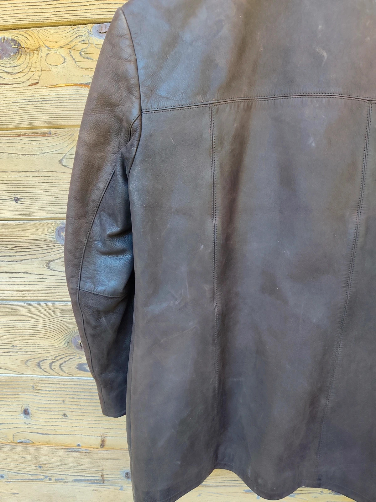 Manteau en cuir marron avec col fourrure amovible Oakwood vintage 80's – Vintage Dressing – taille M 5