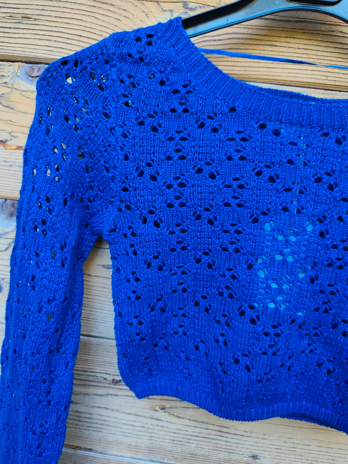 Gilet court ajouré bleu électrique Don't Call Me Jennyfer S – Vintage Dressing – taille S / 36 / 8 2