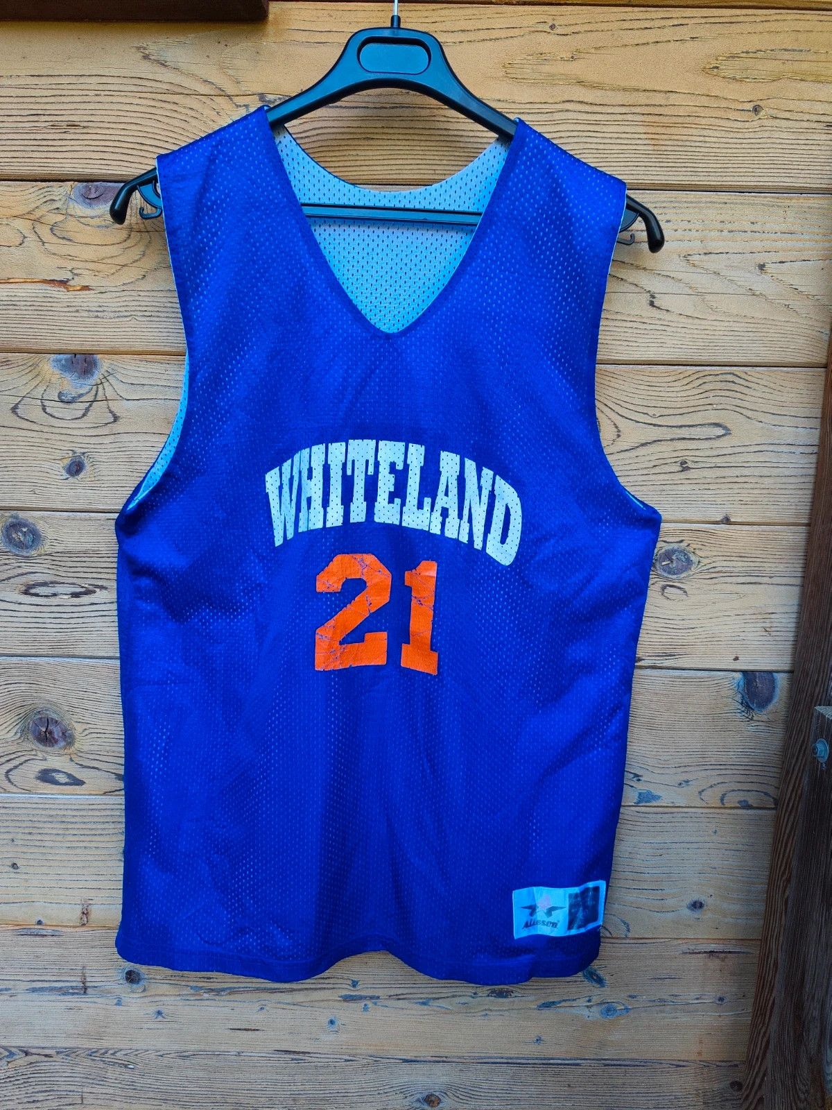Jersey Maillot de basket réversible bleu et gris "Whiteland 21" – Vintage Dressing – taille M