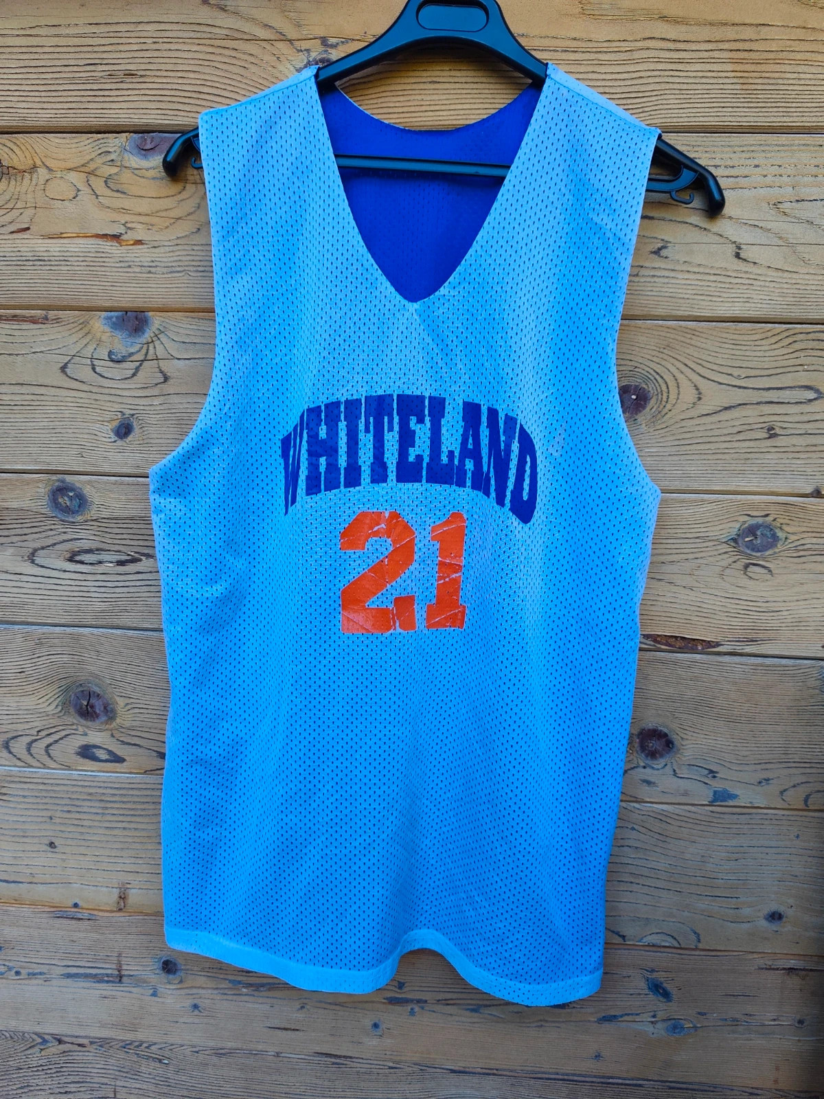 Jersey Maillot de basket réversible bleu et gris "Whiteland 21" – Vintage Dressing – taille M 2
