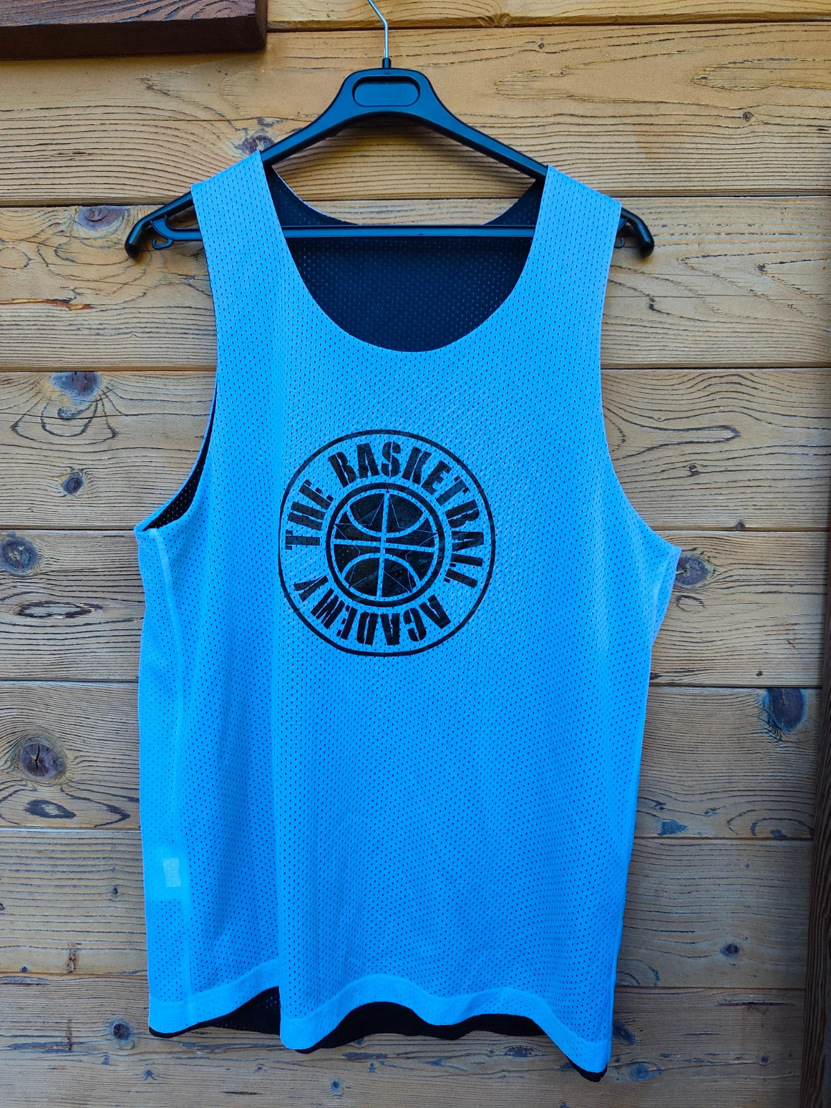 Jersey Maillot de basket réversible noir et bleu The Basketball Academy – Vintage Dressing – taille L 2