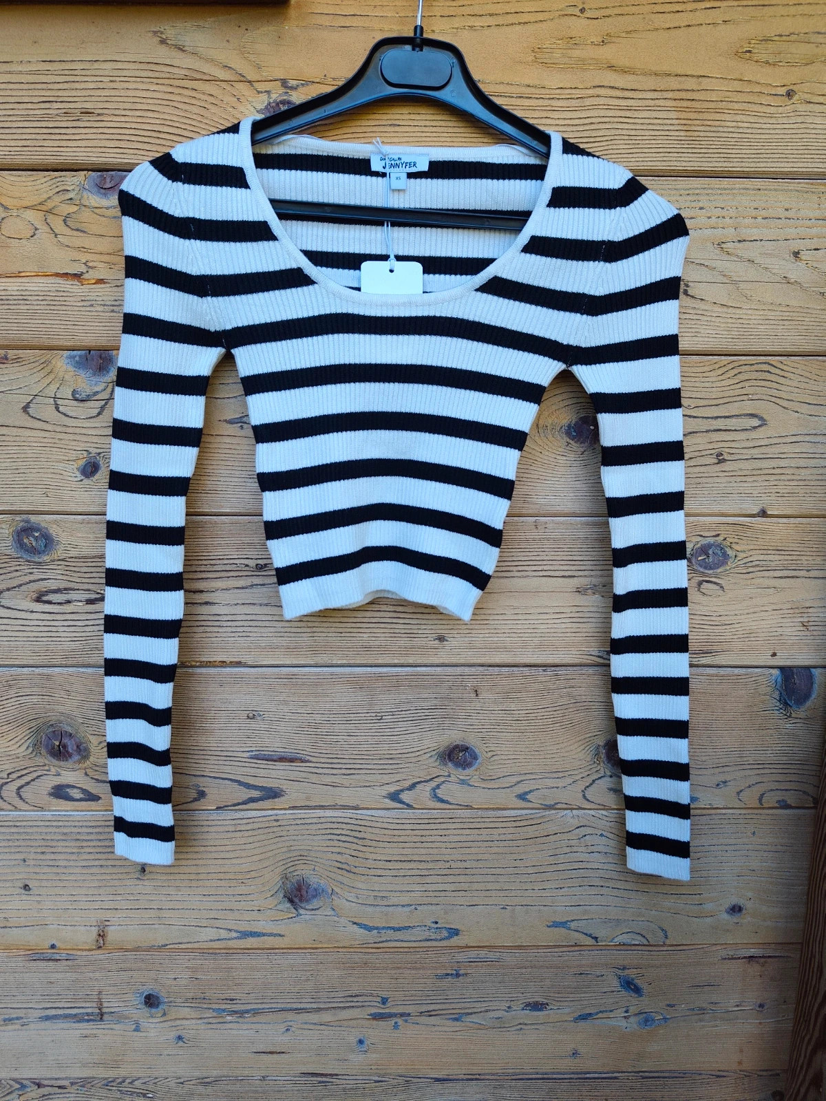 Crop top rayé noir et blanc Jennyfer XS – Jennyfer – taille XS / 34 / 6