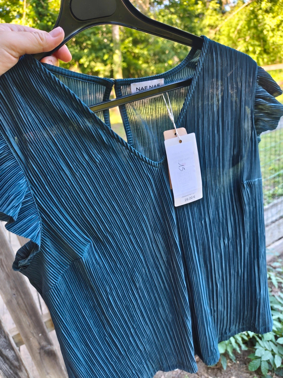 Top plissé Naf Naf bleu canard neuf – Naf Naf – taille M / 38 / 10 4