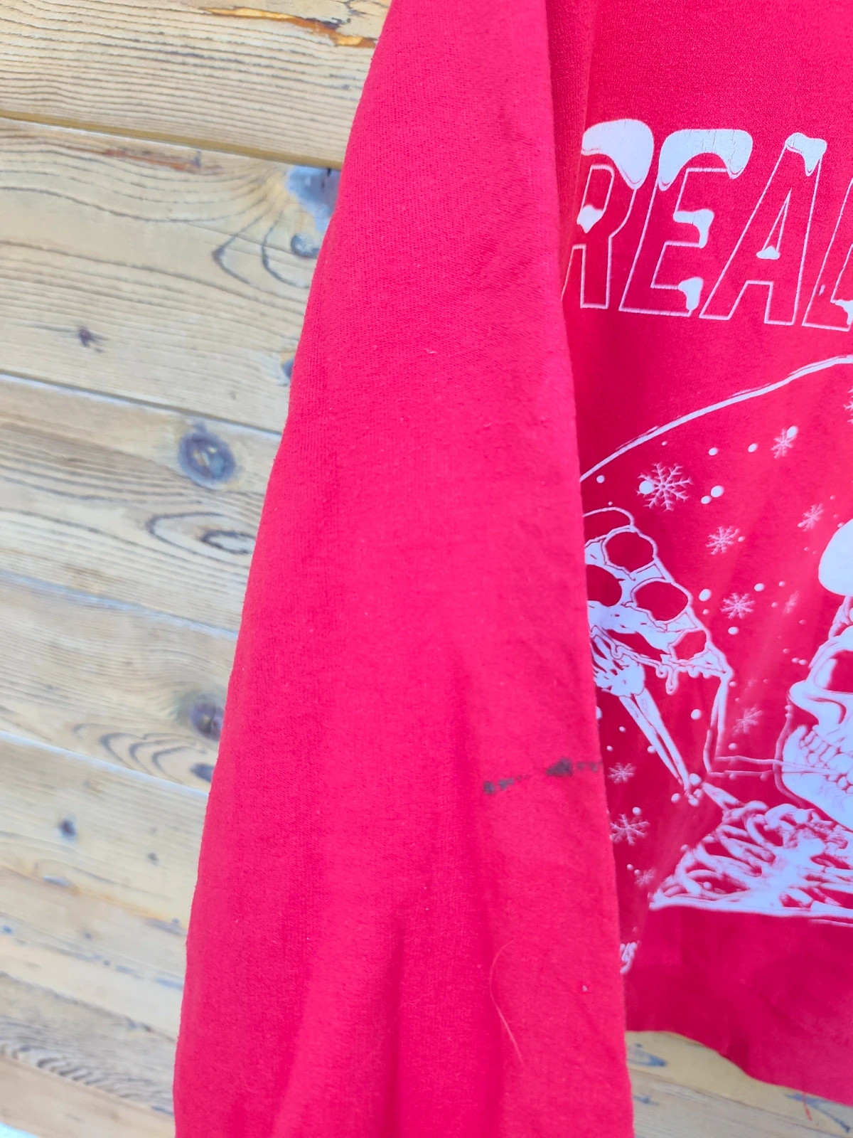 Sweat-shirt Noël Gildan rouge Squelette Pizza – Gildan – taille M / 38 / 10 4