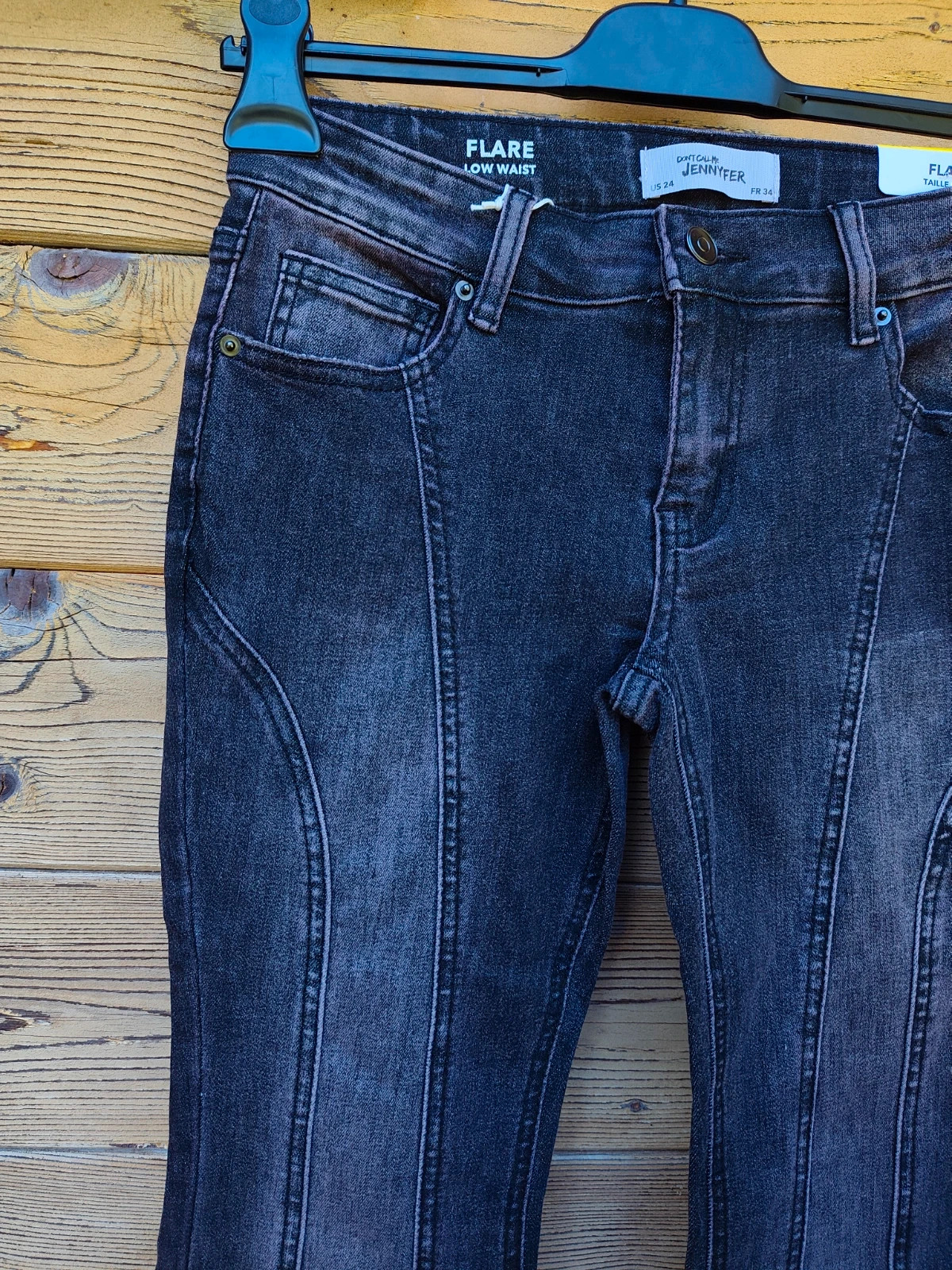 Jean flare Jennyfer noir délavé taille basse – Flare – taille M / 38 / 10 4