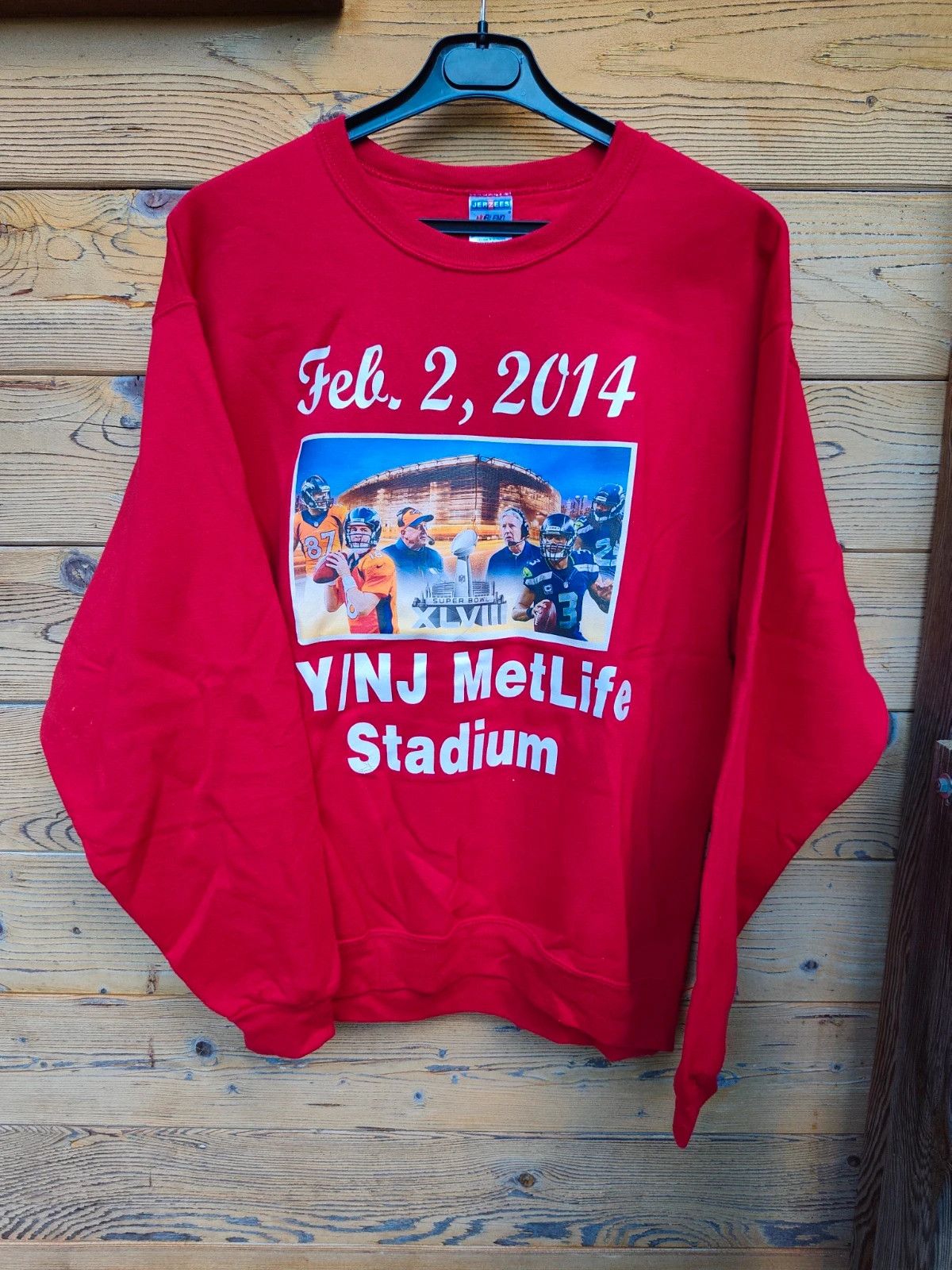 Sweat Jerzees Super Bowl 2014 Rouge vintage rare