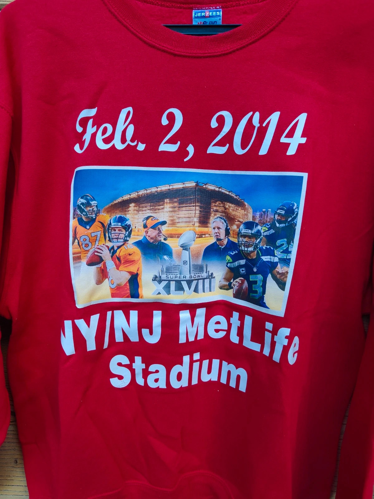 Sweat Jerzees Super Bowl 2014 Rouge vintage rare – Jerzees – taille XL 2