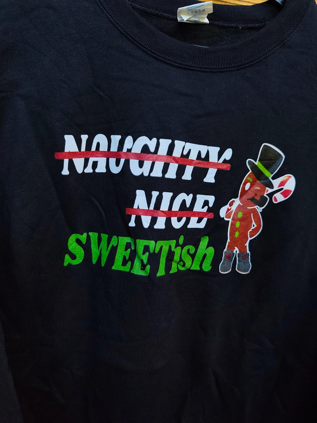 Sweat-shirt noir « Sweetish » Bonhomme pain d'épices 🎄 – Gildan – taille L / 40 / 12 2