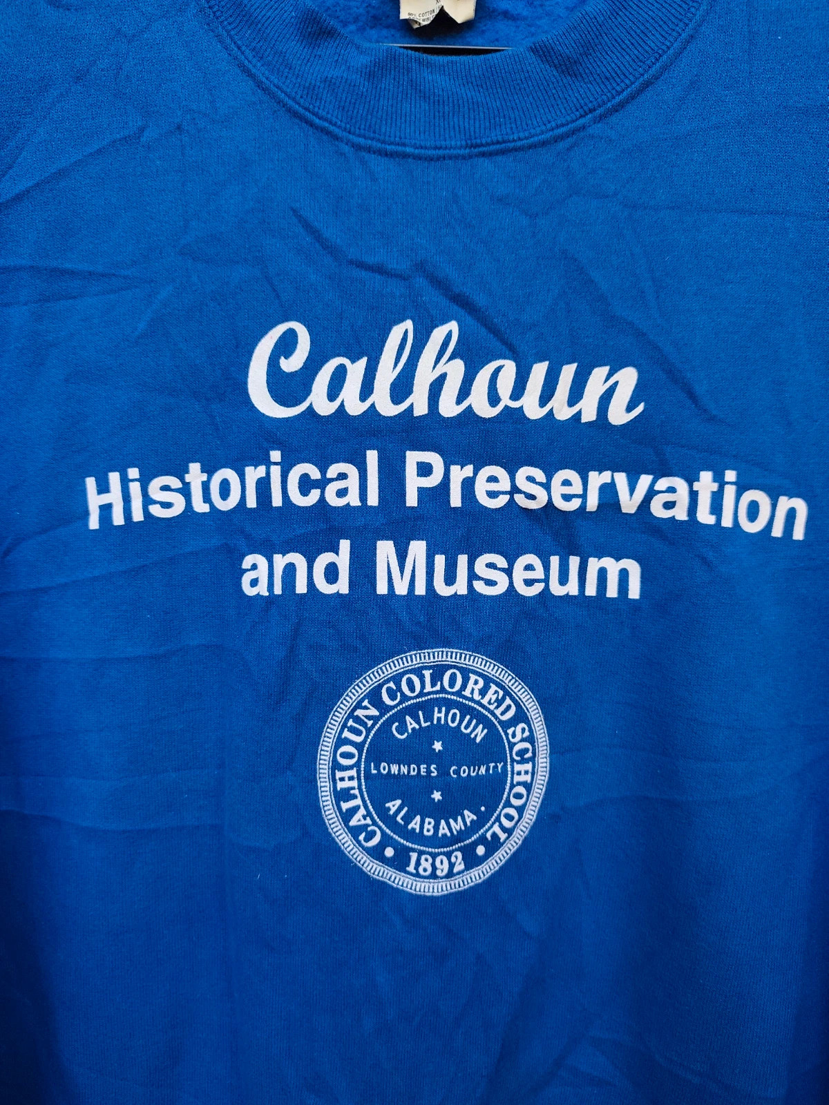 Sweat-shirt vintage Jerzees bleu Calhoun Historical Museum – Jerzees – taille XL / 42 / 14 2