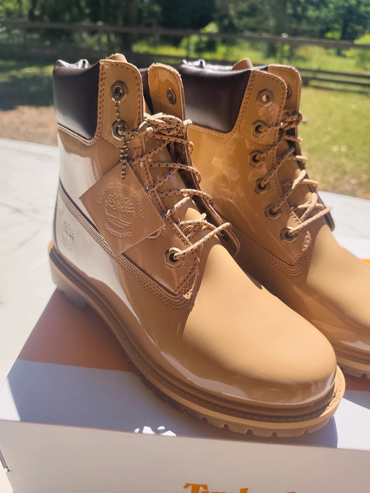 Bottes Timberland en cuir verni beige marron – Timberland – taille 38 3