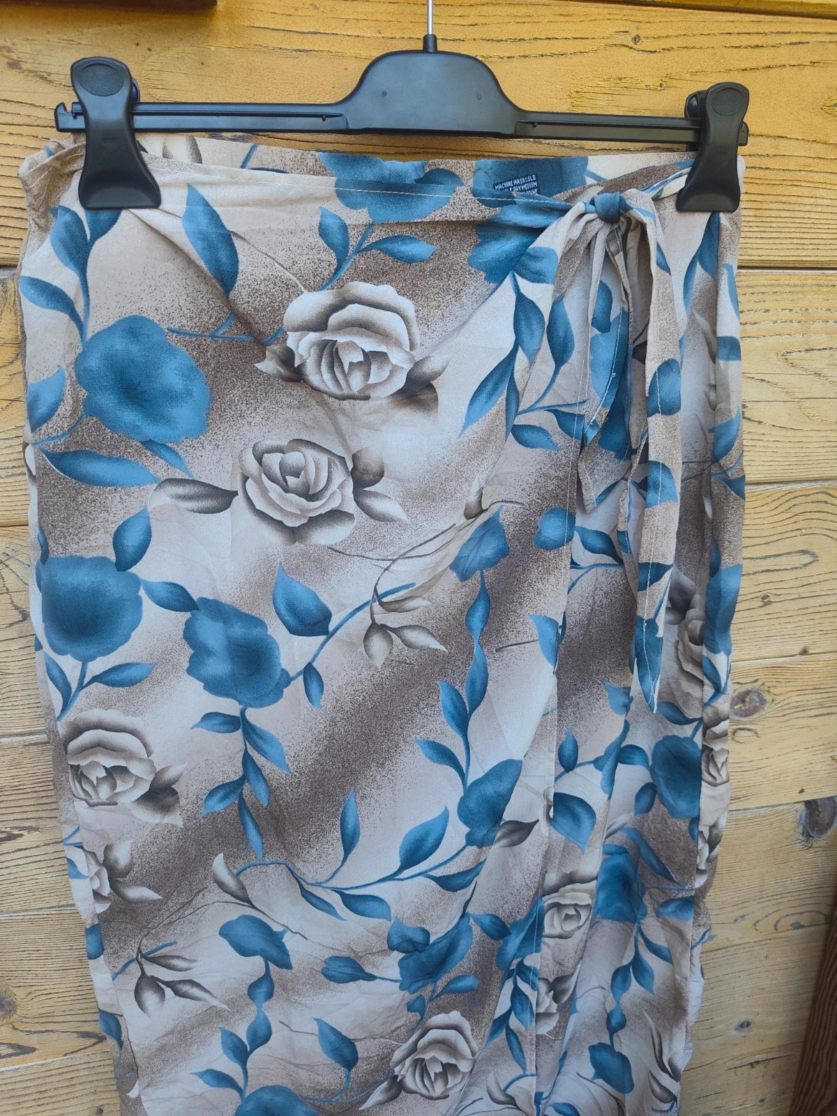Jupe paréo fleurie beige et bleue – Vintage Dressing – taille L / 40 / 12 2