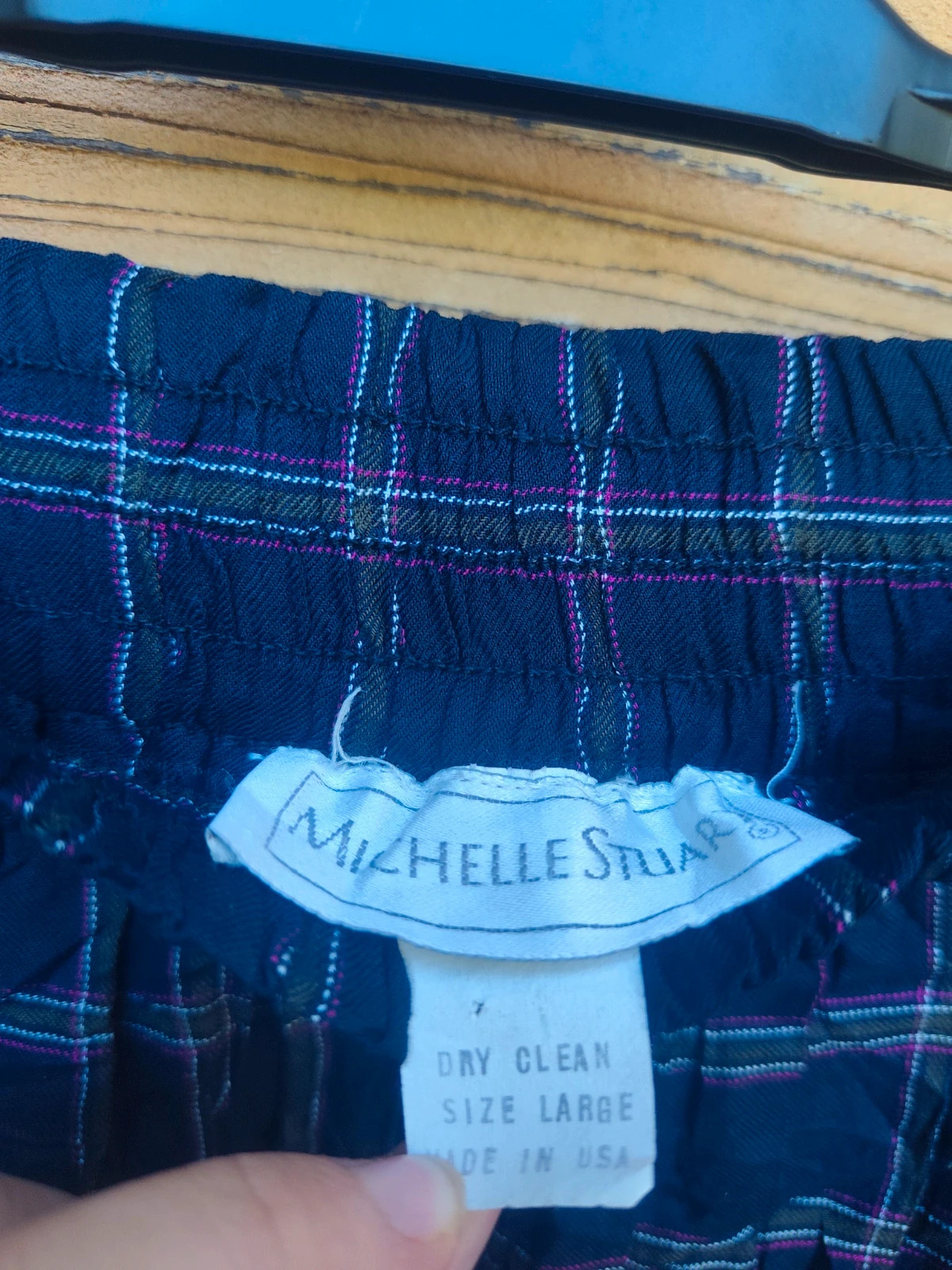 Jupe longue carreaux Michelle Stuart bleu marine – Vintage Dressing – taille M / 38 / 10 4