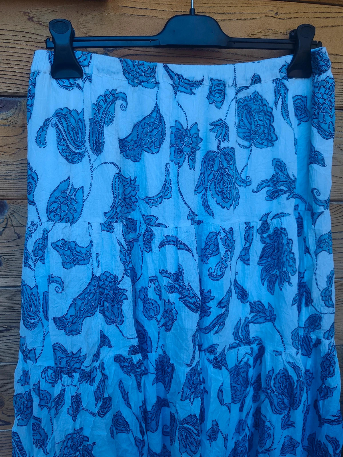 Jupe longue fleurie blanche et bleue Encore 🌸 – Vintage Dressing – taille M / 38 / 10 2
