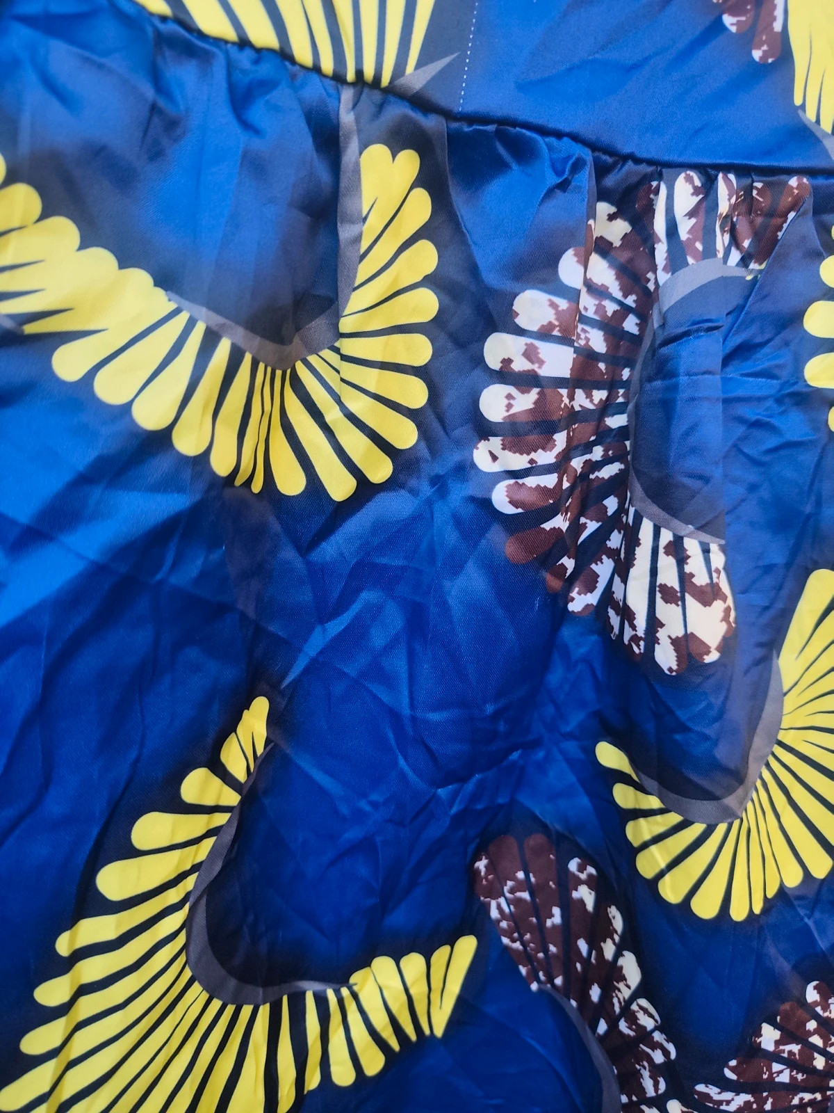 Jupe longue wax bleue à motifs éventails – Vintage Boutique – taille S / 36 / 8 4
