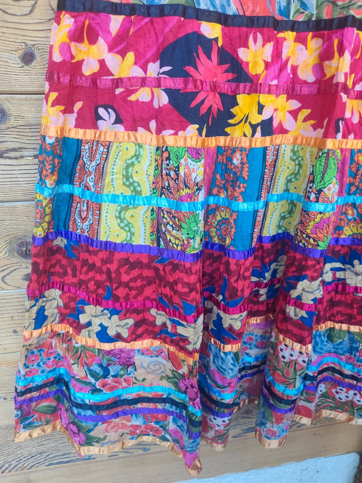 Jupe longue patchwork multicolore fleurie bohème 🌺 – Vintage Dressing – taille S / 36 / 8 3