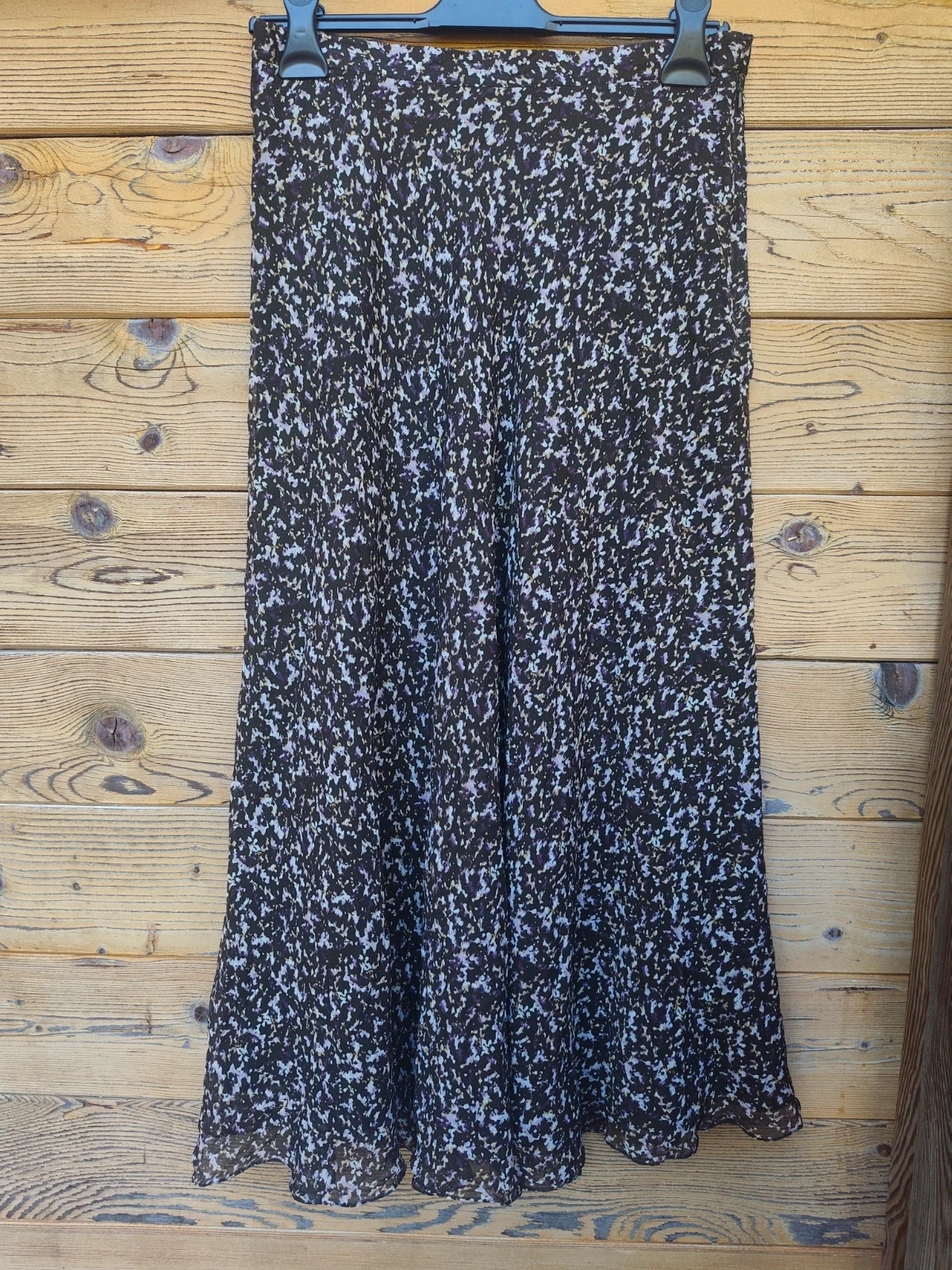 Jupe longue fleurie noire et violette 🌸 – Jones New York – taille S / 36 / 8