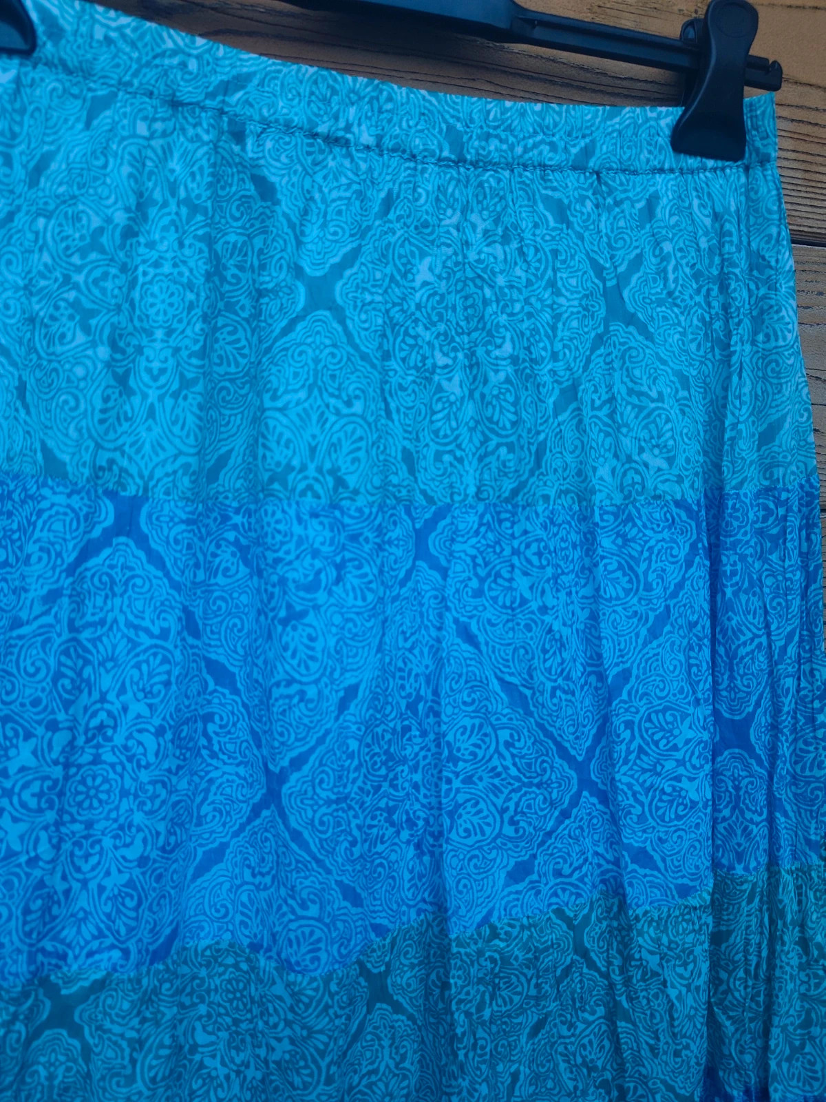 Jupe longue bohème à motifs bleu turquoise – Vintage Dressing – taille L / 40 / 12 2