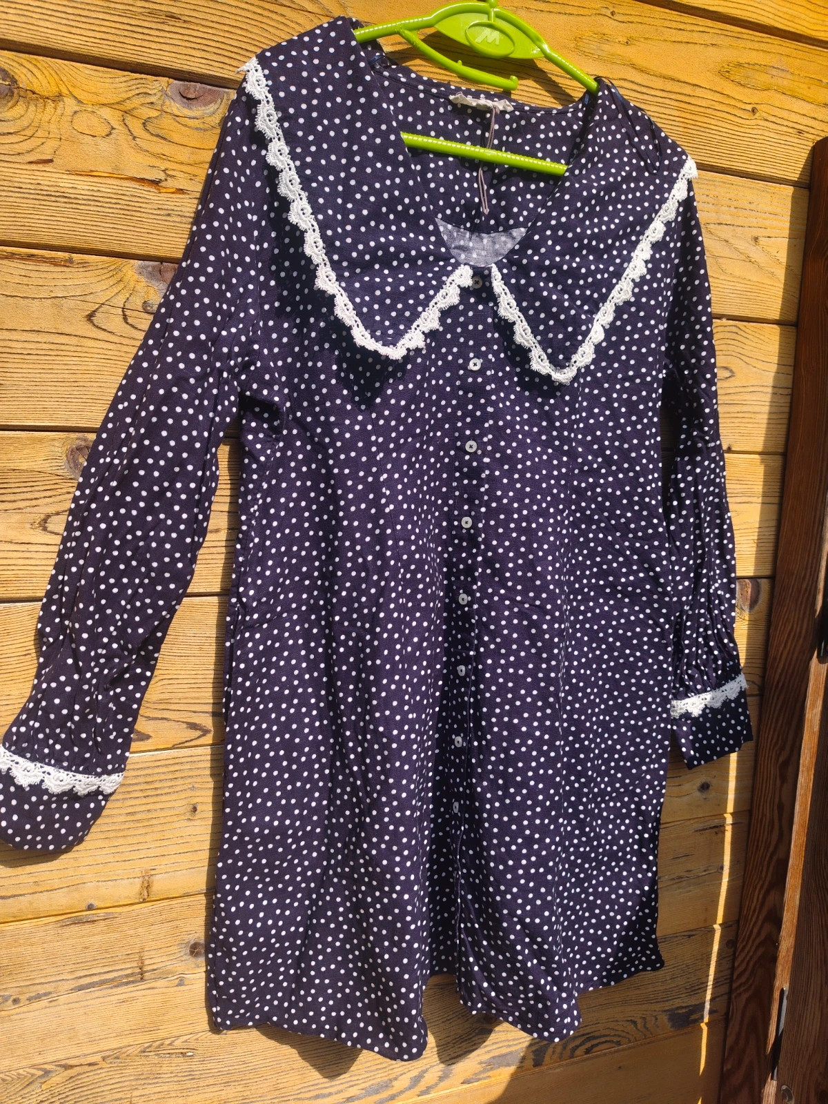 Robe Tunique à Pois Col Claudine Dentelle – Laura Ashley – taille L / 40 / 12 2