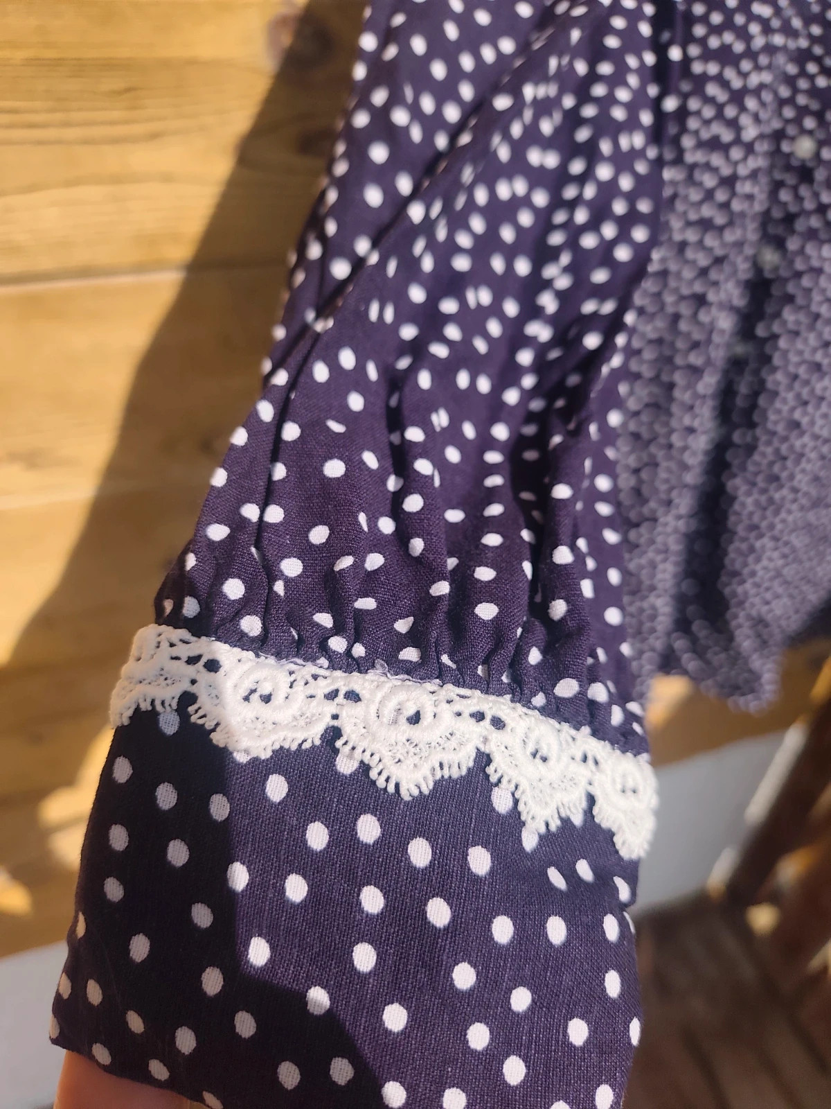 Robe Tunique à Pois Col Claudine Dentelle – Laura Ashley – taille L / 40 / 12 3