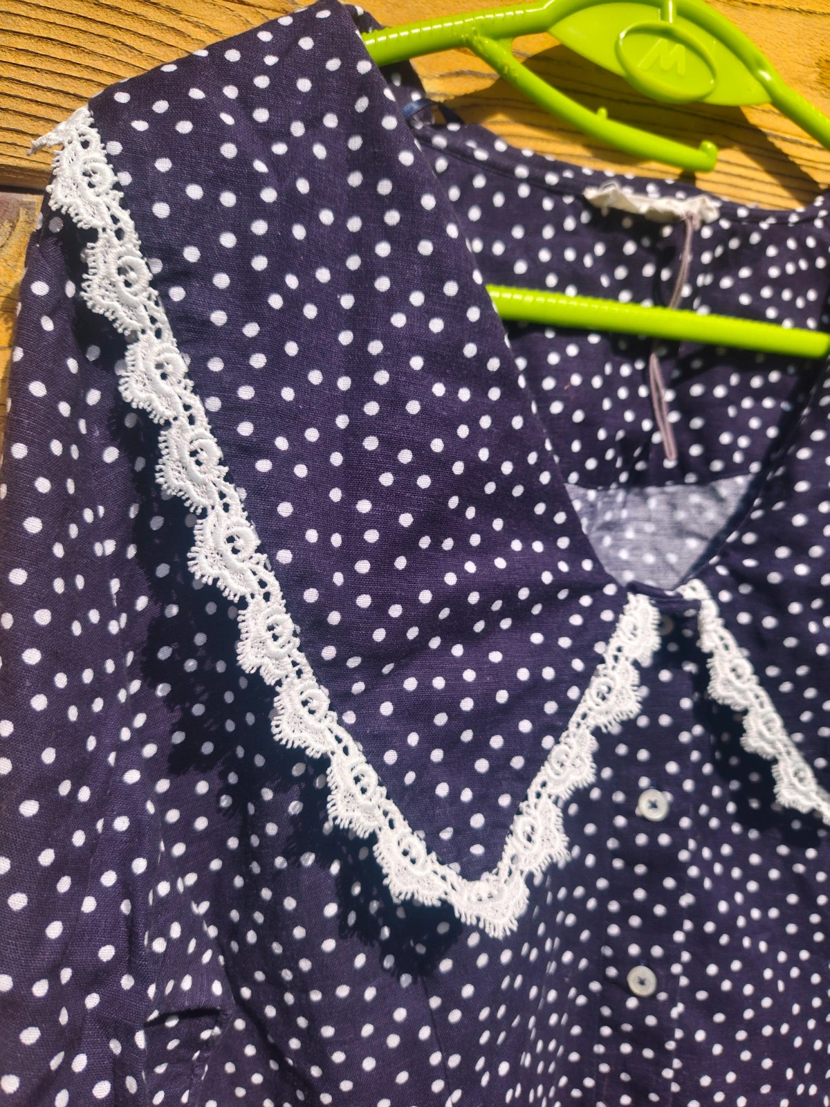 Robe Tunique à Pois Col Claudine Dentelle – Laura Ashley – taille L / 40 / 12 4