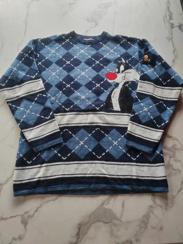 Pull en laine hiver titi et grosminet vintage cartoon 90's – Vintage Dressing – taille L 2