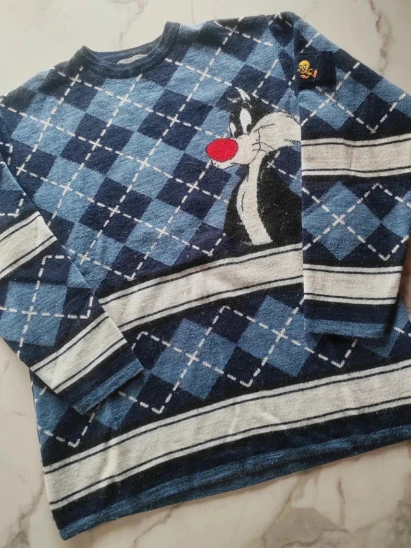 Pull en laine hiver titi et grosminet vintage cartoon 90's – Vintage Dressing – taille L 3