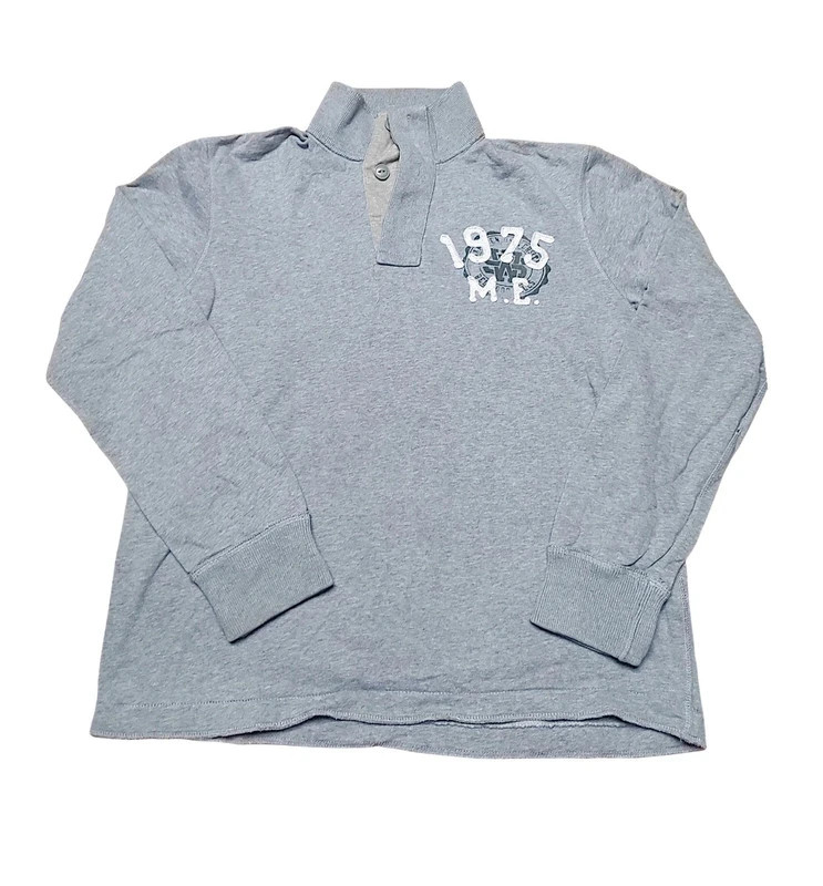 Polo sweat gris manches longues 1975 M.E épais – Vintage Dressing – taille M 2